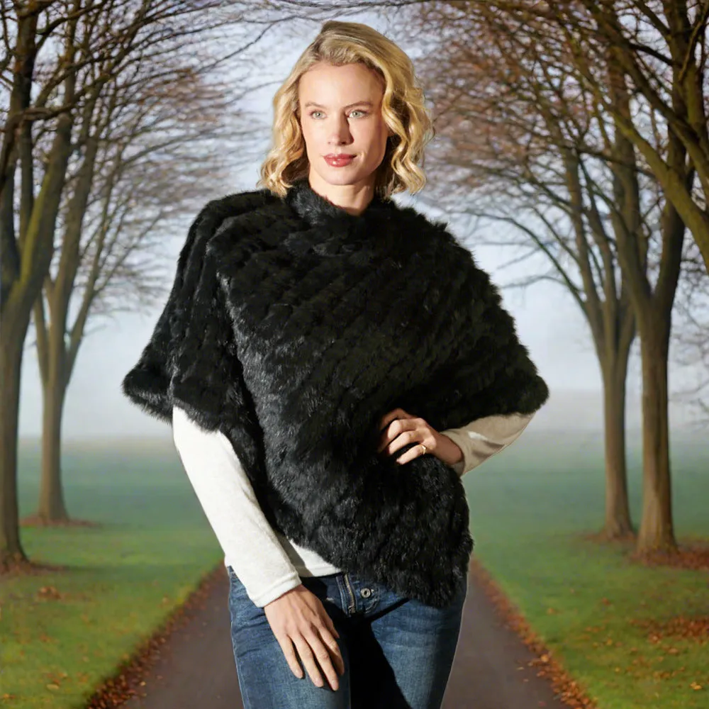 365 Days Fur Poncho in Black