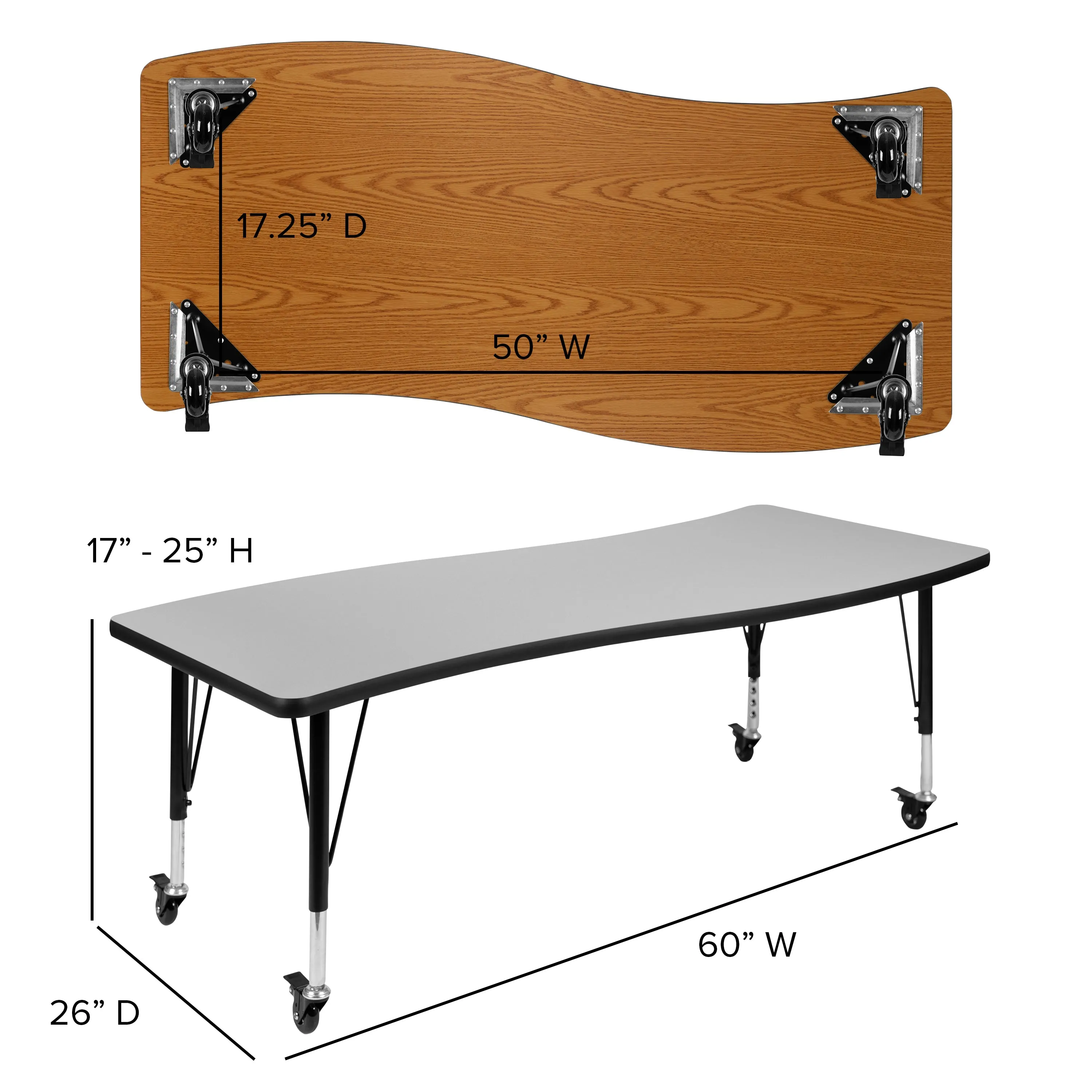 3PC 86" Oval Grey Table Set XU-GRP-A3060CON-60-GY-T-P-CAS-GG