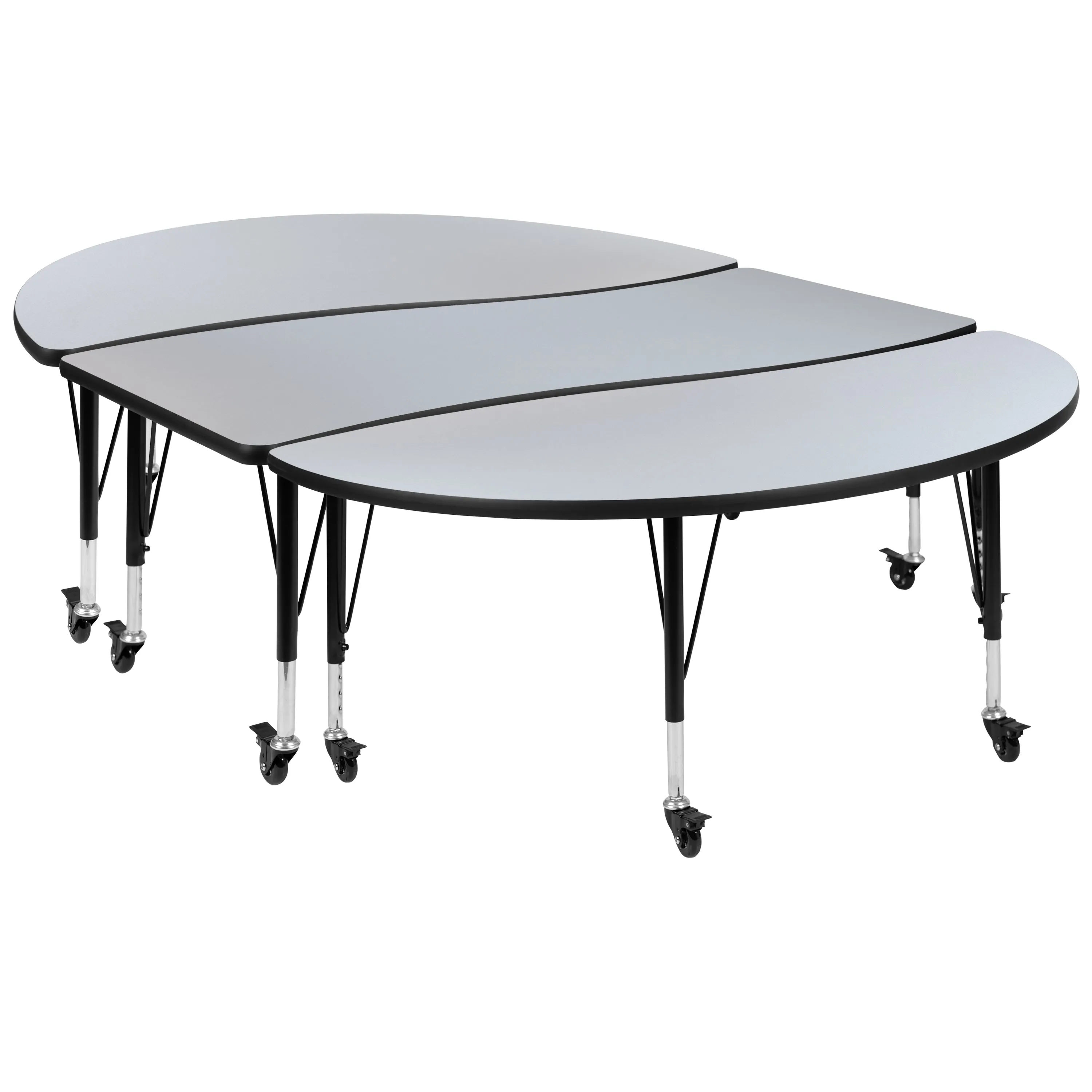 3PC 86" Oval Grey Table Set XU-GRP-A3060CON-60-GY-T-P-CAS-GG