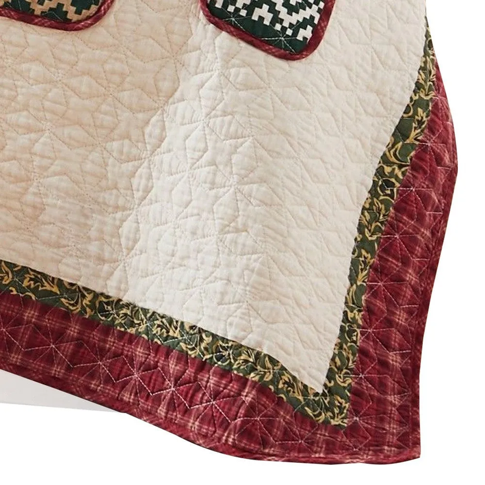 50 x 60 Inch Cotton Quilted Throw Blanket, Christmas Sweater Print, Red By Casagear Home