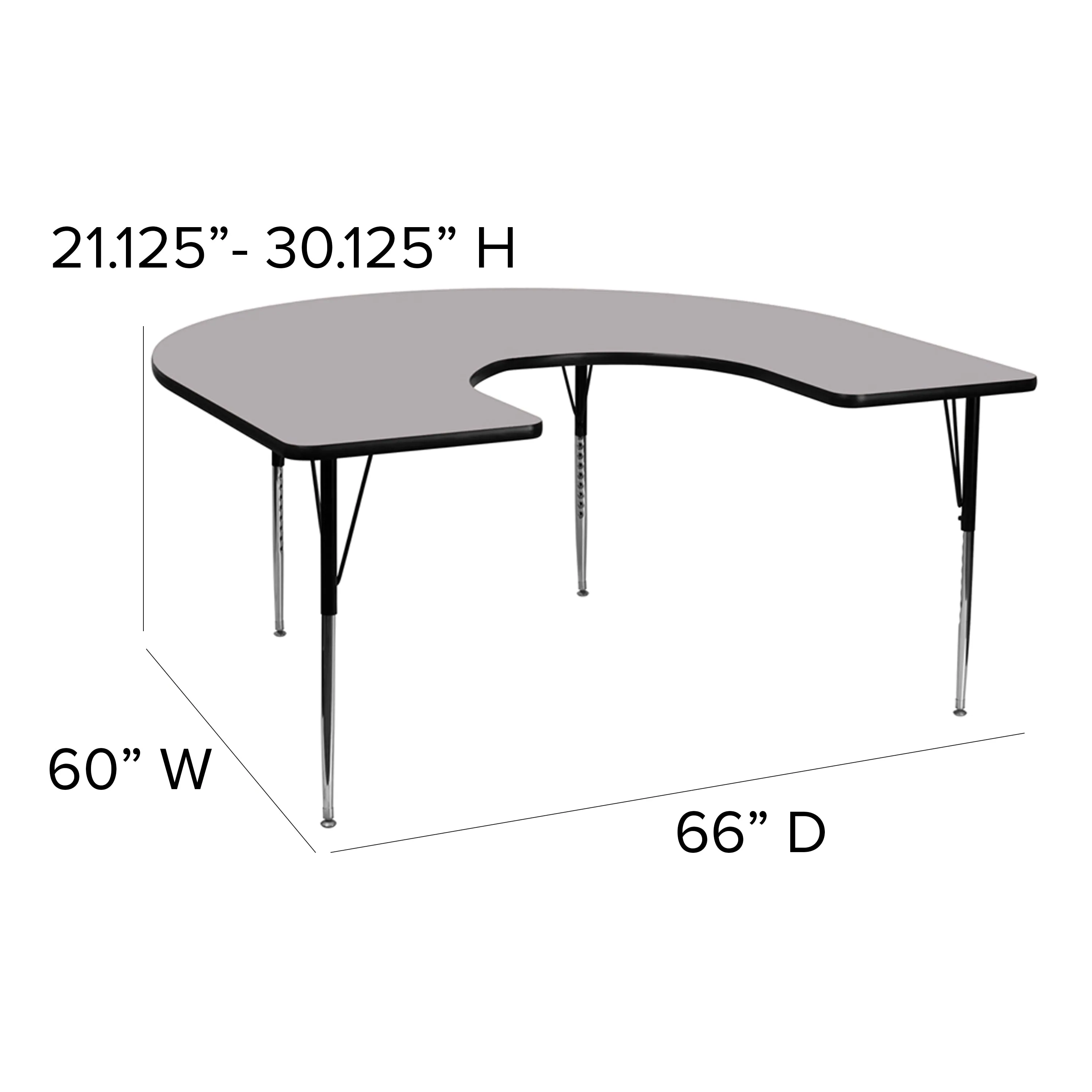 60x66 HRSE Grey Activity Table XU-A6066-HRSE-GY-T-A-GG