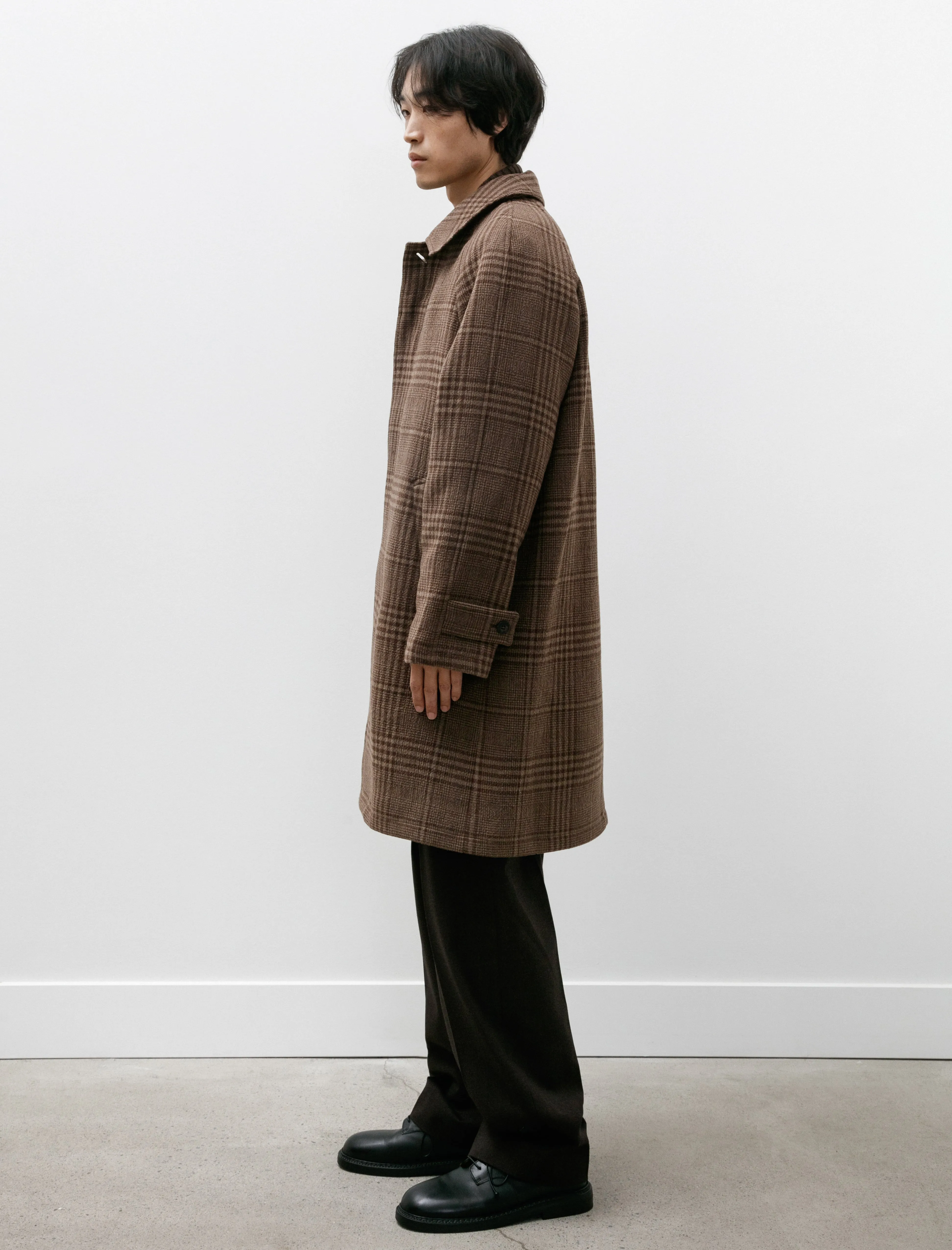 Accession Coat Brown Check Recycled Wool