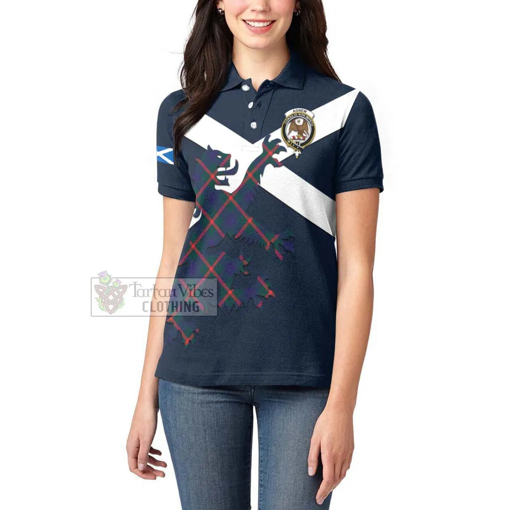 Agnew Tartan Lion Rampant Women's Polo Shirt Proudly Display Your Heritage with Alba Gu Brath and Clan Name