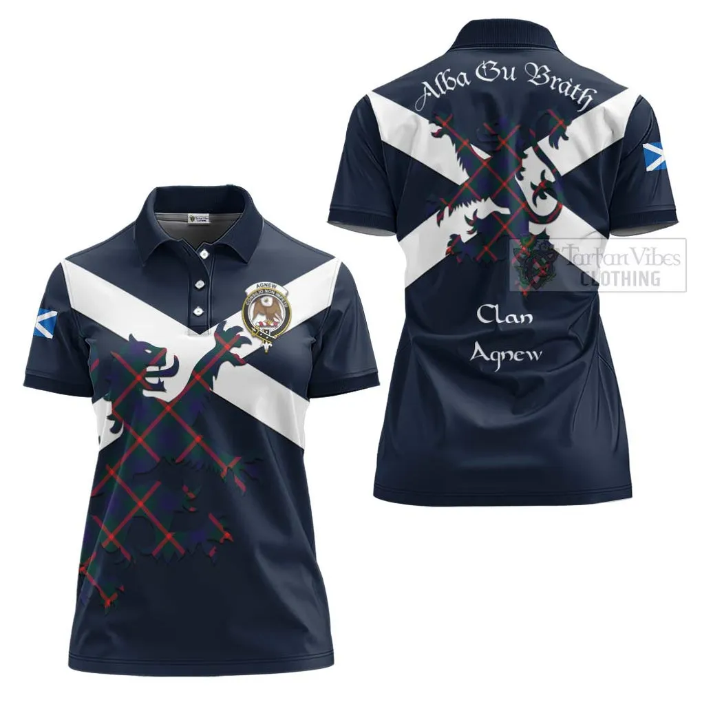 Agnew Tartan Lion Rampant Women's Polo Shirt Proudly Display Your Heritage with Alba Gu Brath and Clan Name