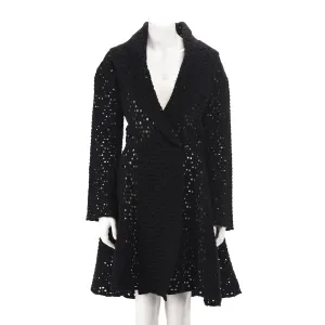 Alaia Black Felted Wool Shawl Collar Coat FR 42