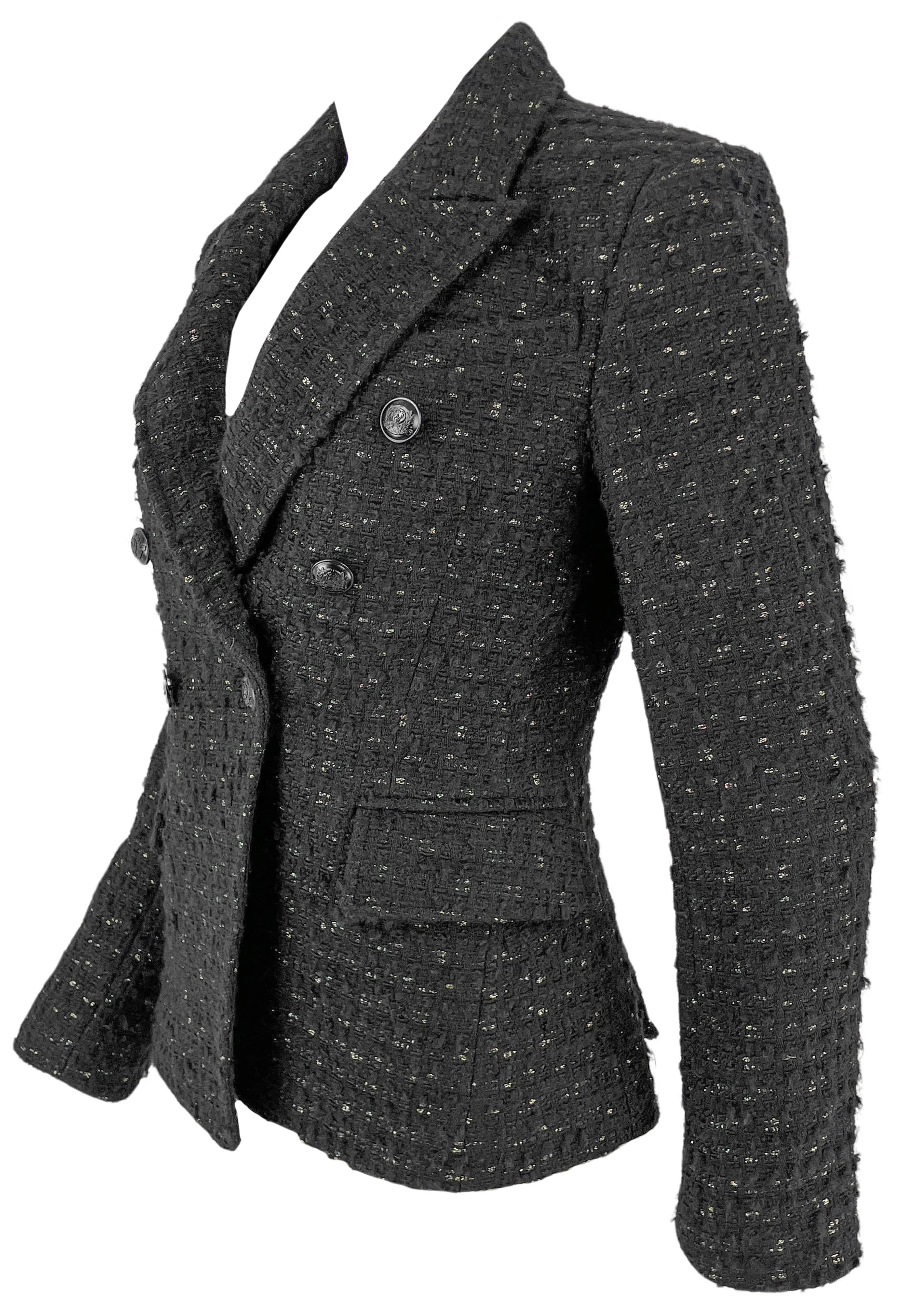 A.L.C. Chelsea Metallic Tweed Jacket in Black