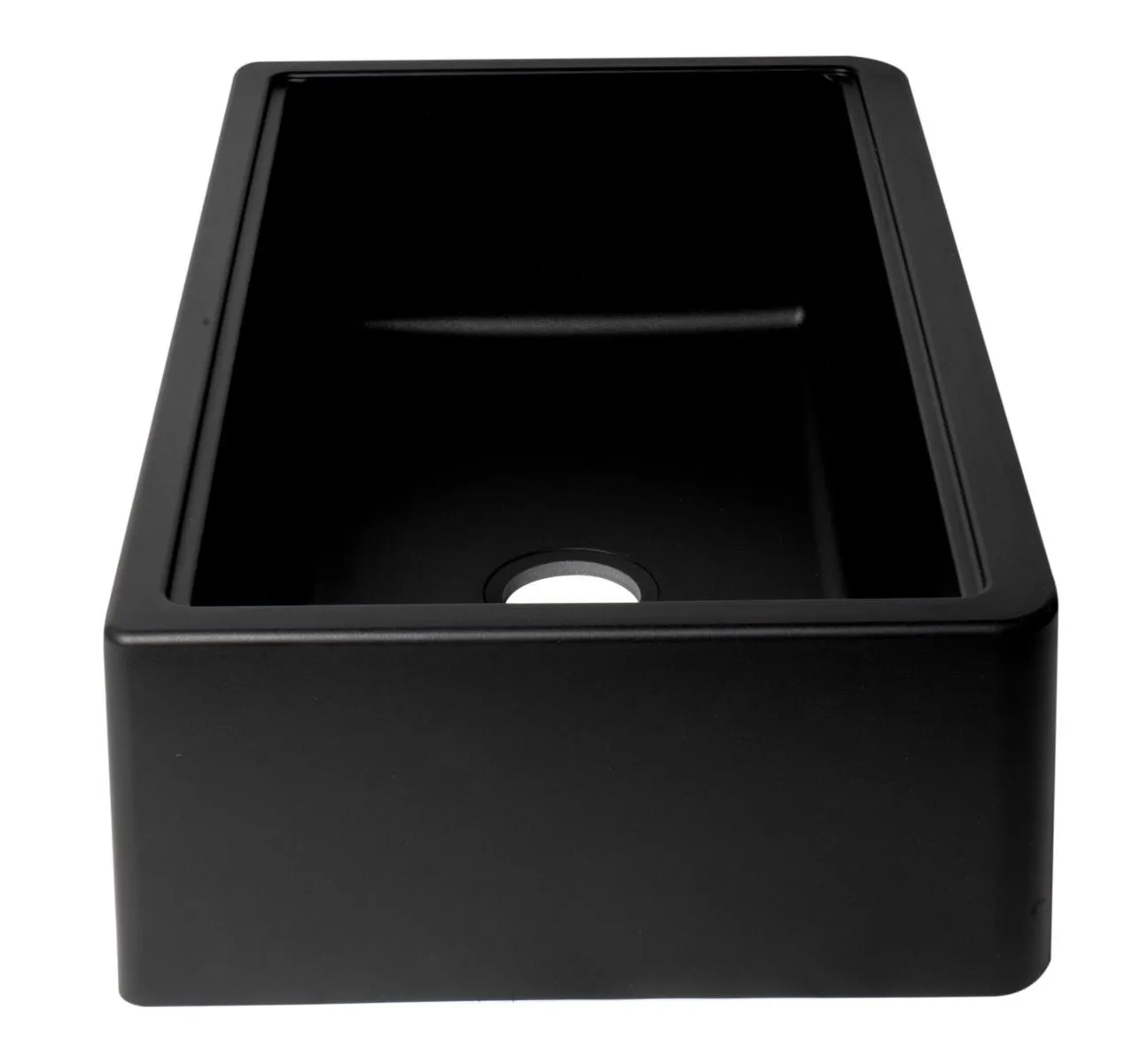 ALFI brand - Black 33" Granite Composite Single Bowl Drop In Farm Sink with Accessories - AB33FARM-BLA