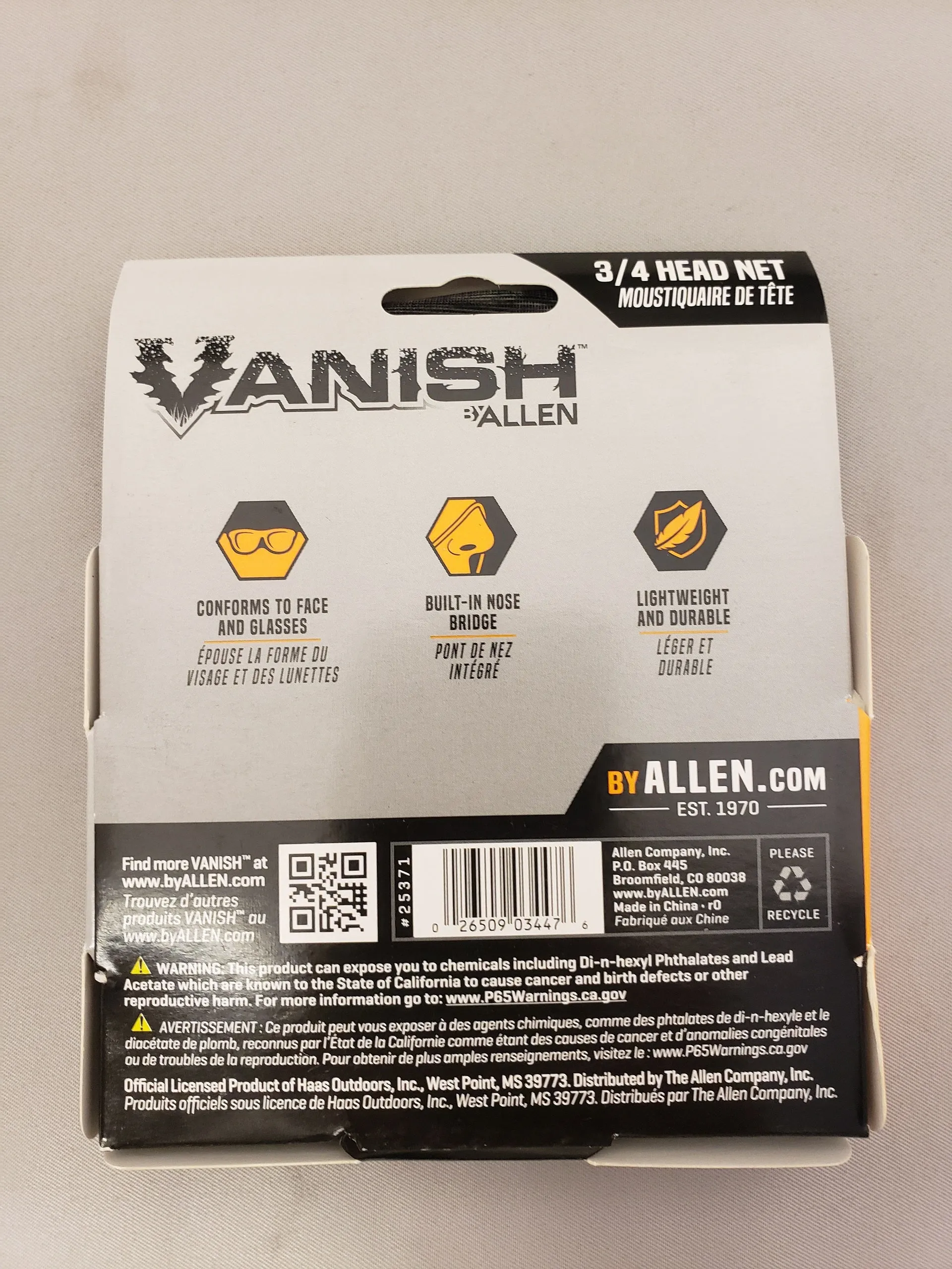 Allen Vanish Visa Form Mesh MO Obsession 3/4 Head Net 25371