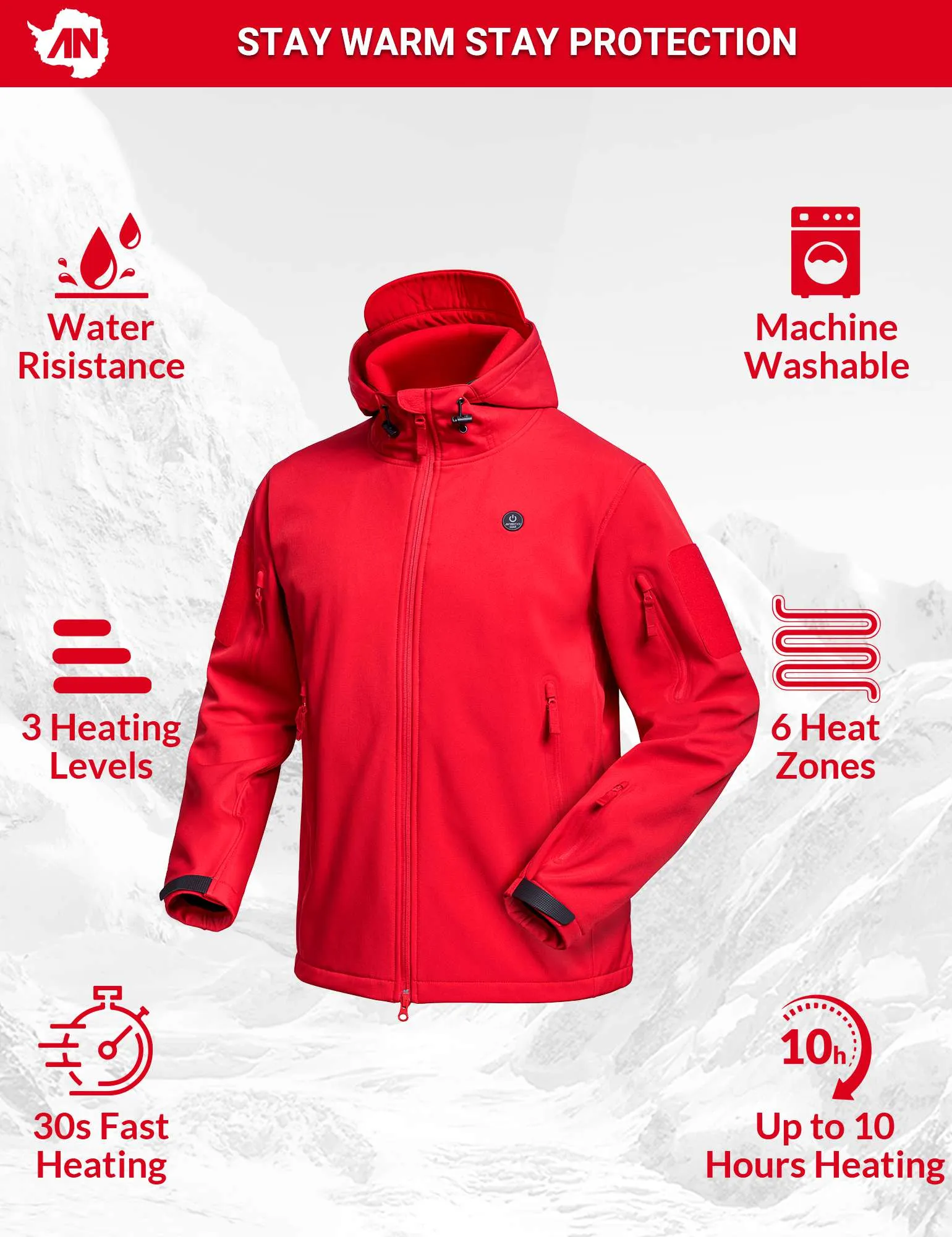 ANTARCTICA GEAR Heated Jacket for Women, Winter Coat Soft Shell Heating Hood Jacket