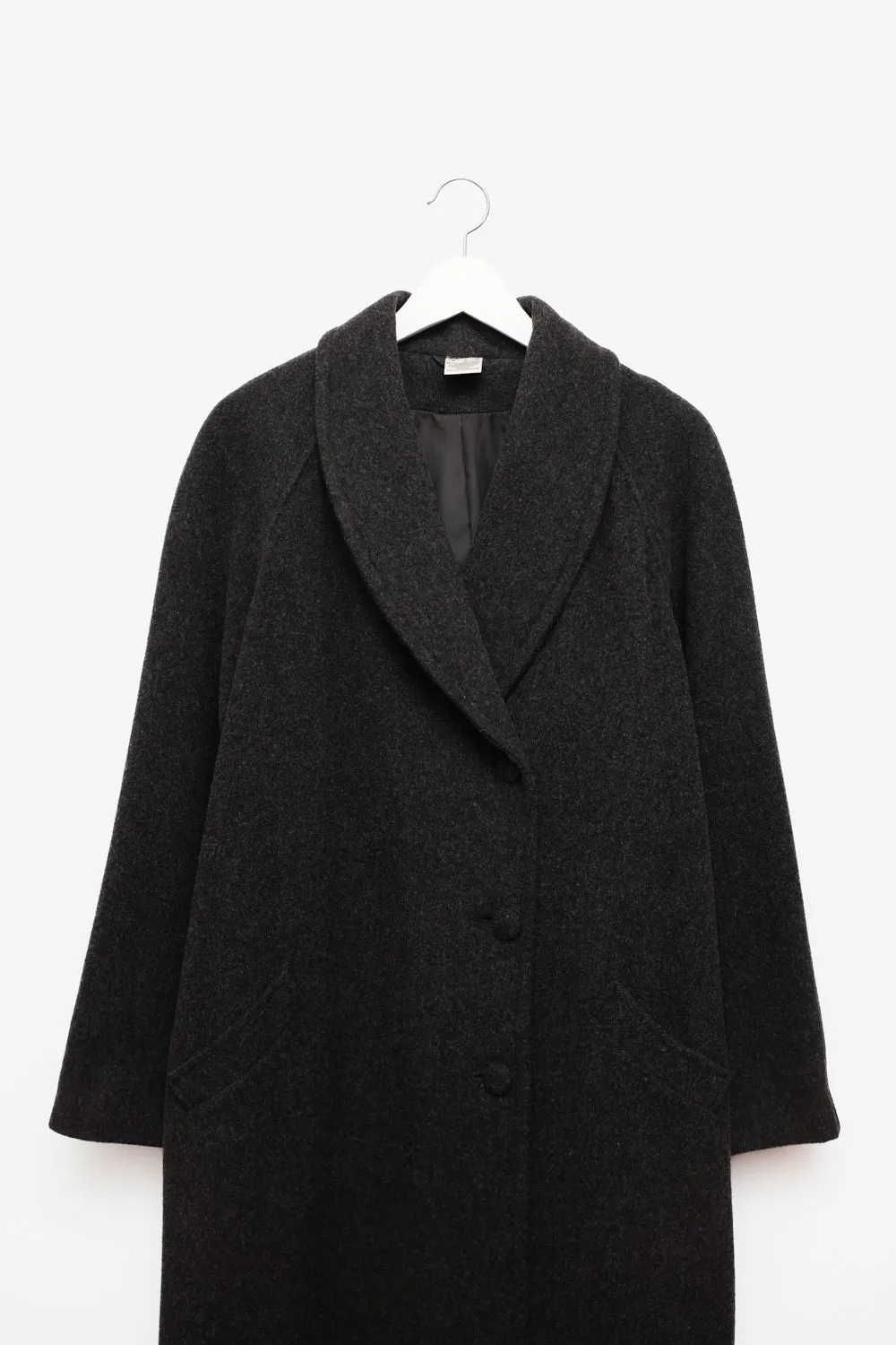 ANTHRACITE WOOL MAXI VINTAGE COAT