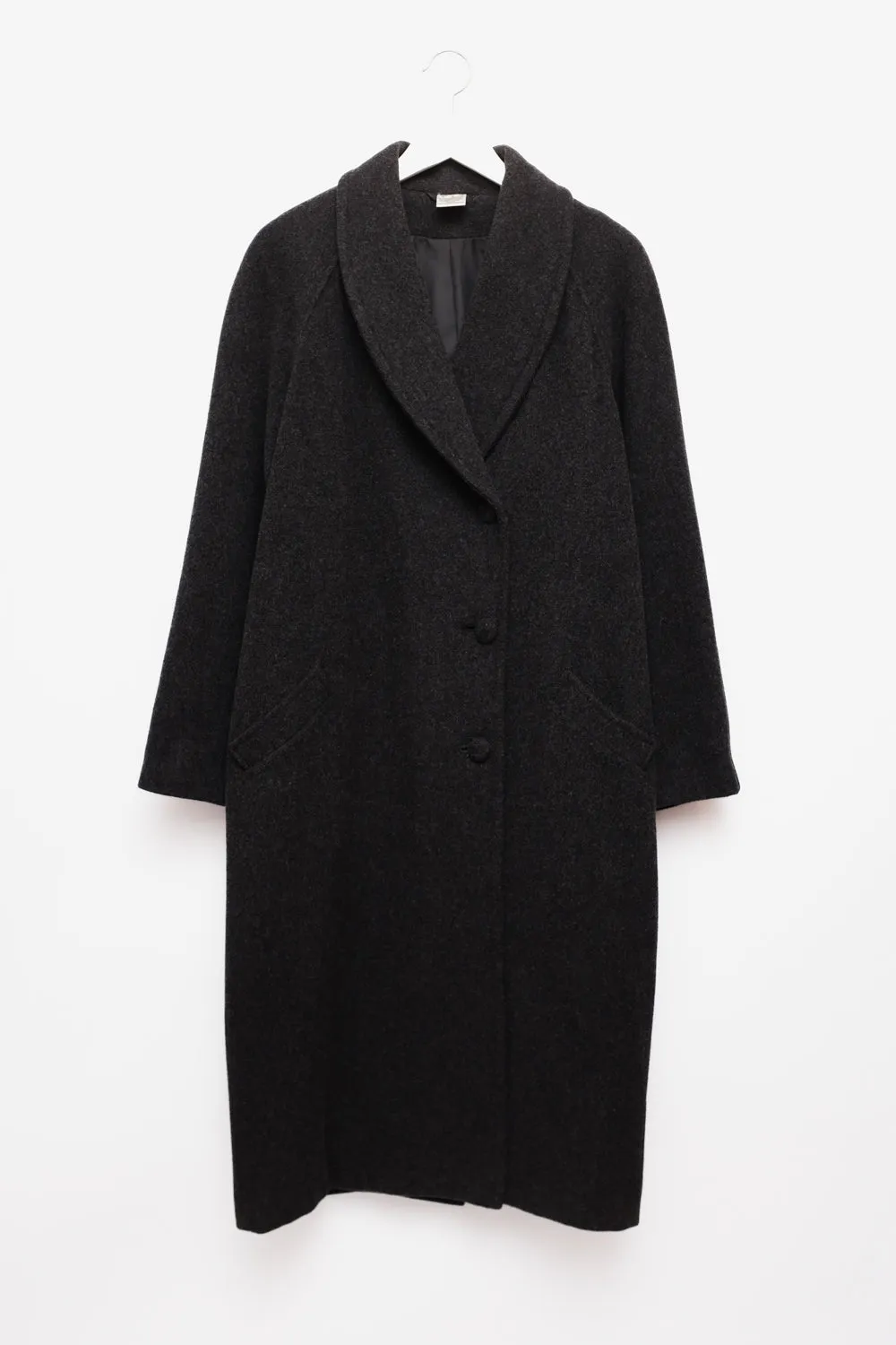 ANTHRACITE WOOL MAXI VINTAGE COAT