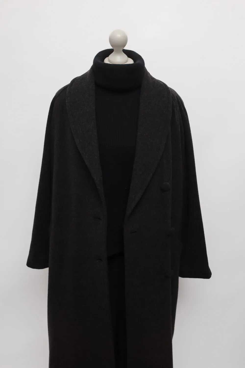 ANTHRACITE WOOL MAXI VINTAGE COAT