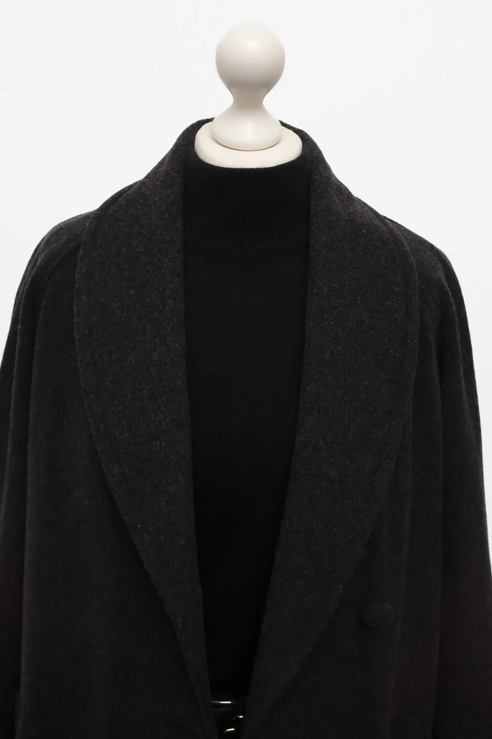 ANTHRACITE WOOL MAXI VINTAGE COAT