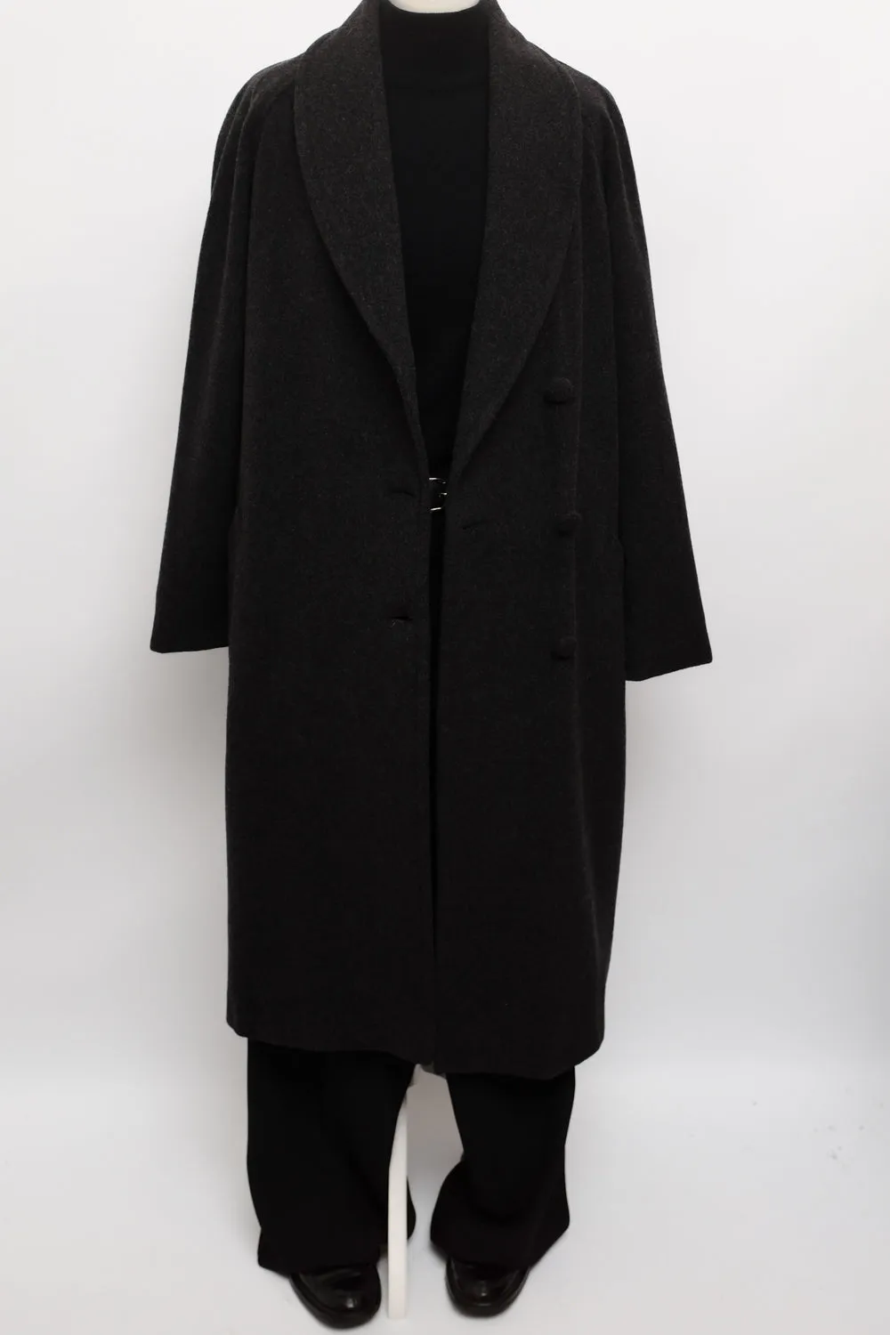 ANTHRACITE WOOL MAXI VINTAGE COAT