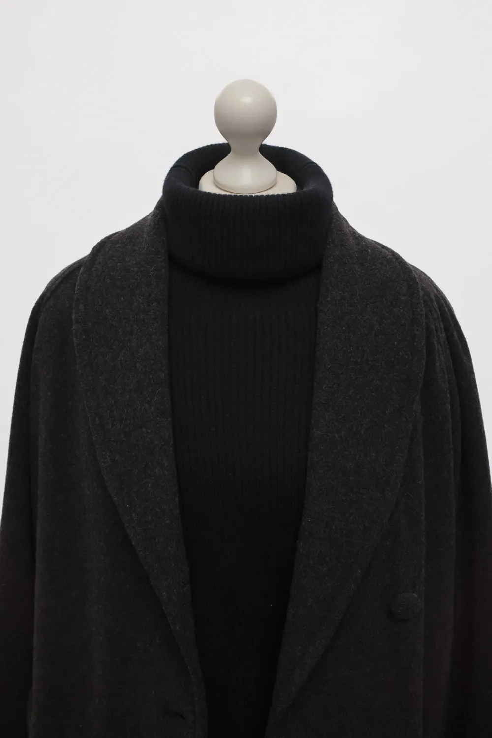 ANTHRACITE WOOL MAXI VINTAGE COAT