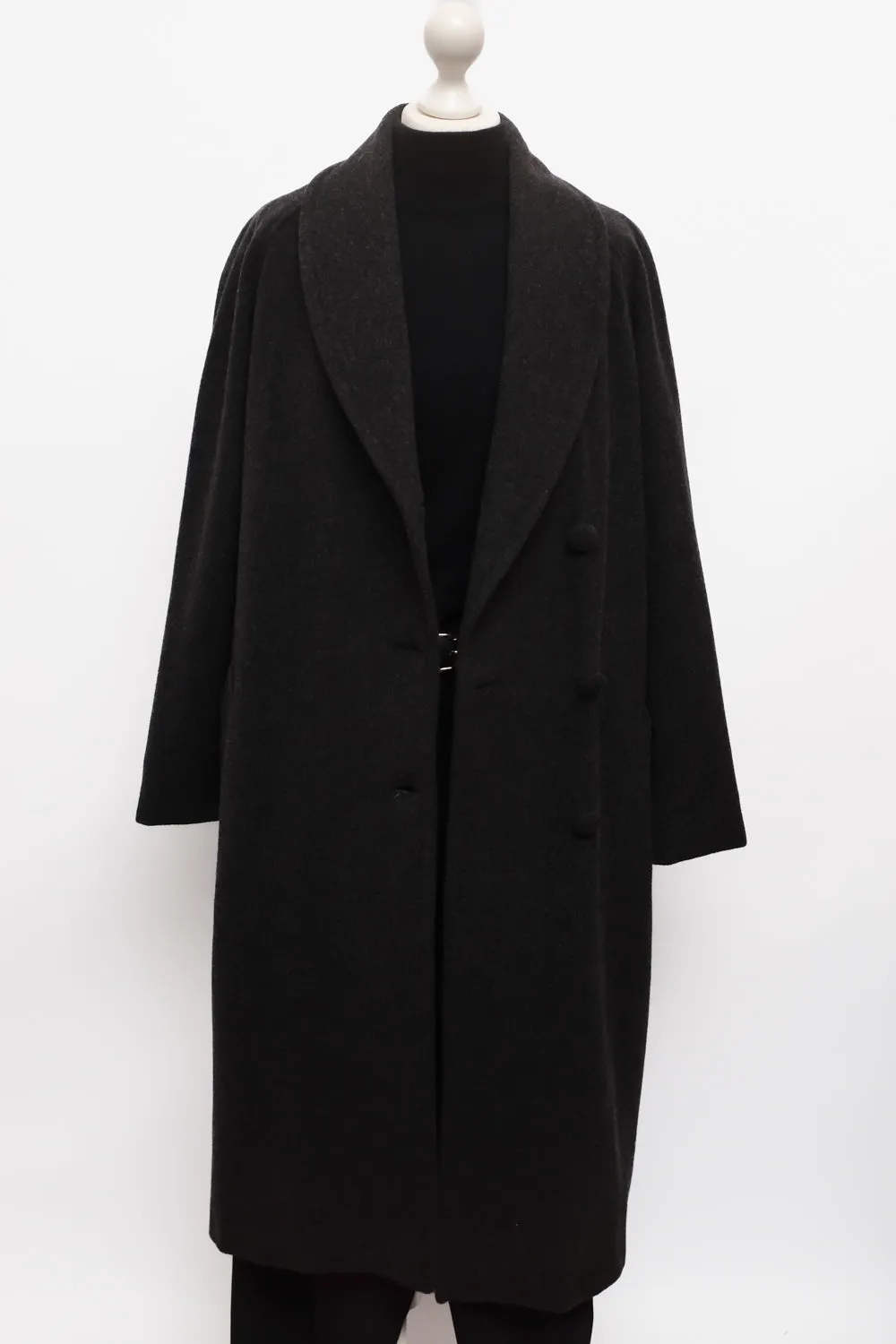 ANTHRACITE WOOL MAXI VINTAGE COAT