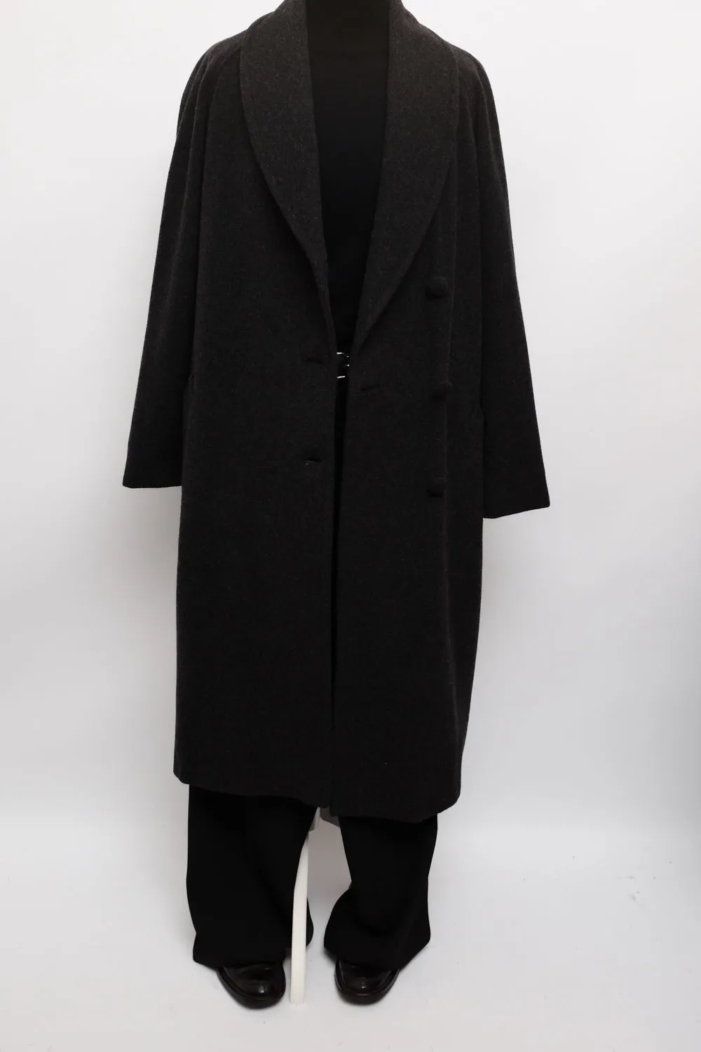 ANTHRACITE WOOL MAXI VINTAGE COAT