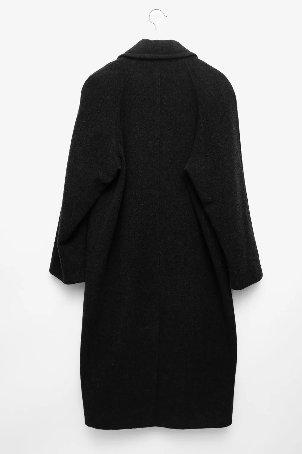 ANTHRACITE WOOL MAXI VINTAGE COAT