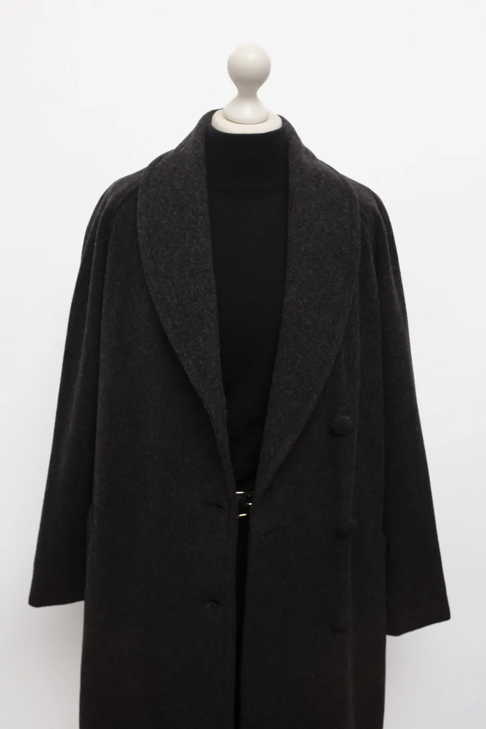 ANTHRACITE WOOL MAXI VINTAGE COAT