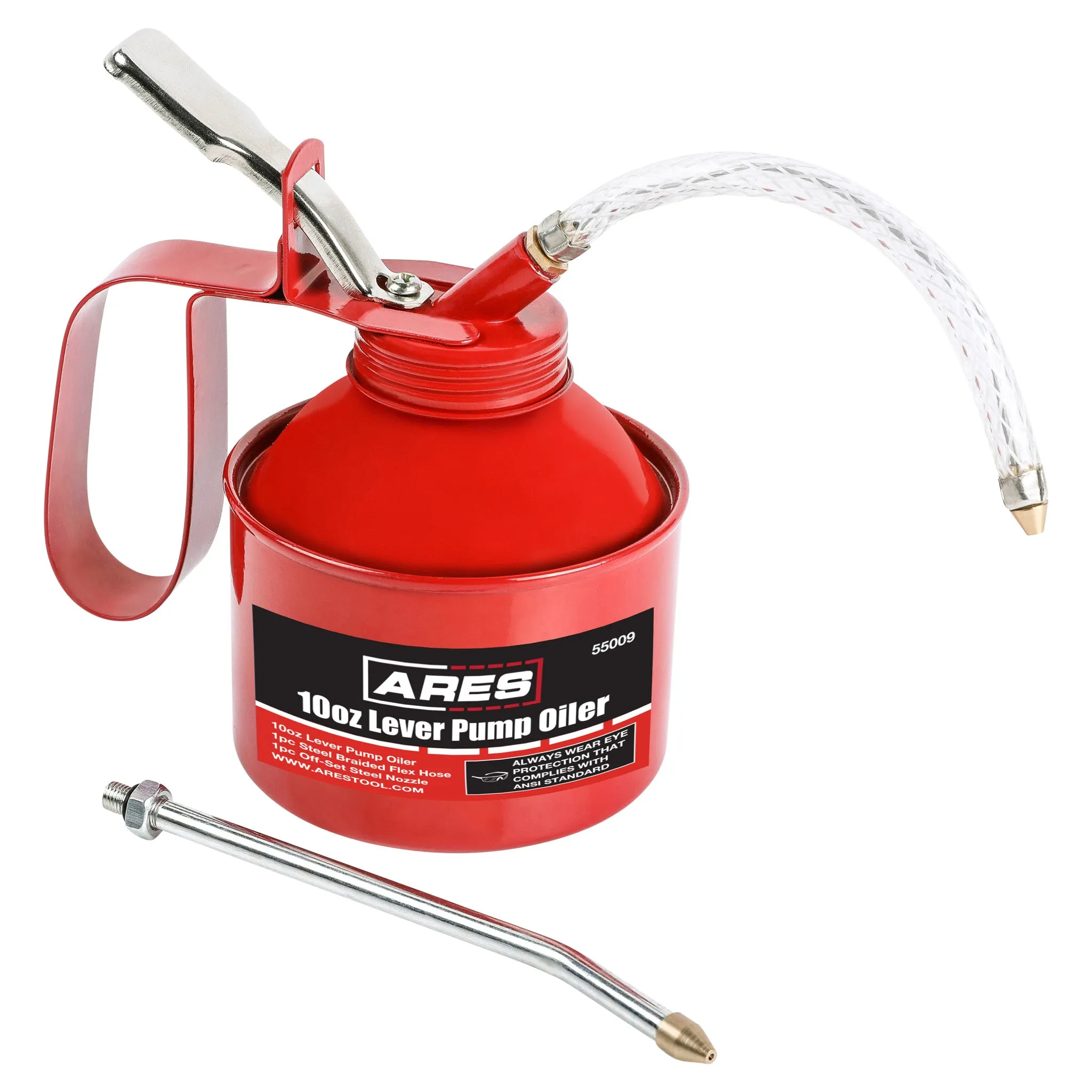 ARES 55009 - 10oz Red Lever Style Oiler Can