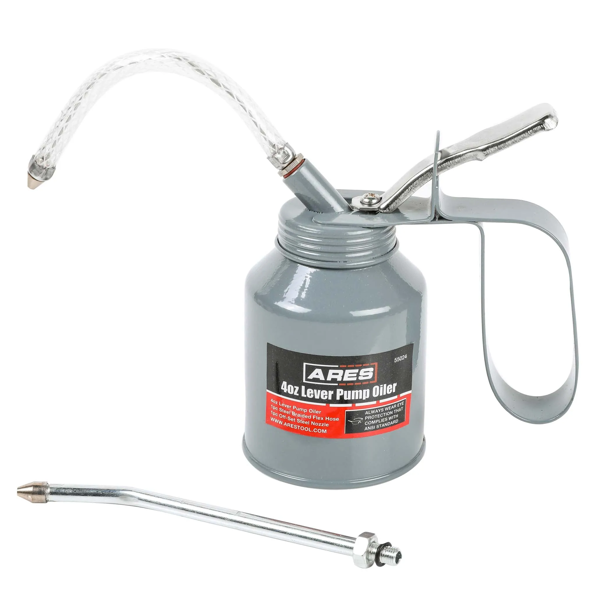 ARES 55024 - 4oz Gray Lever Style Oiler Can