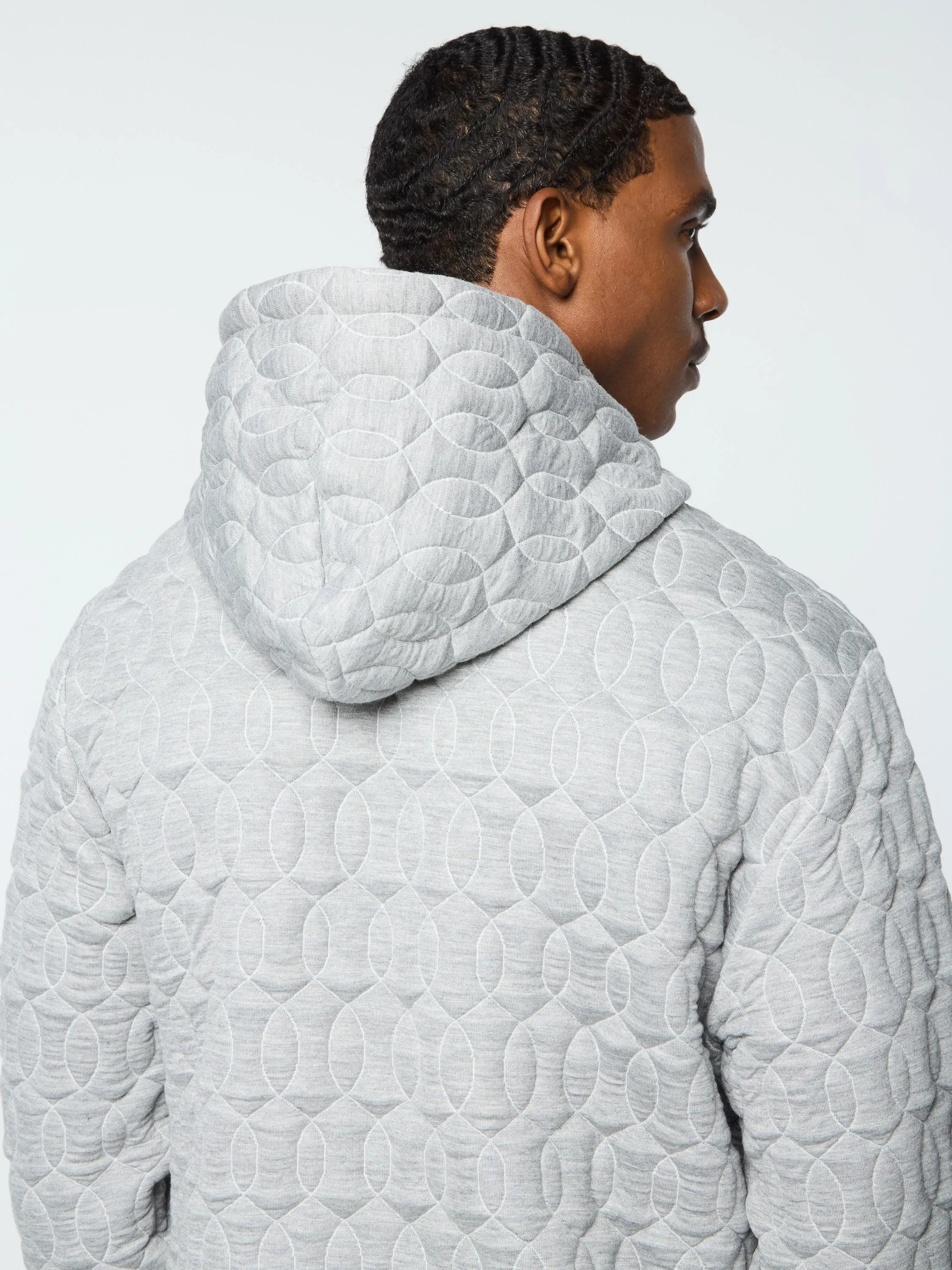 Aversa Quilted Hoodie- Light Heather Grey