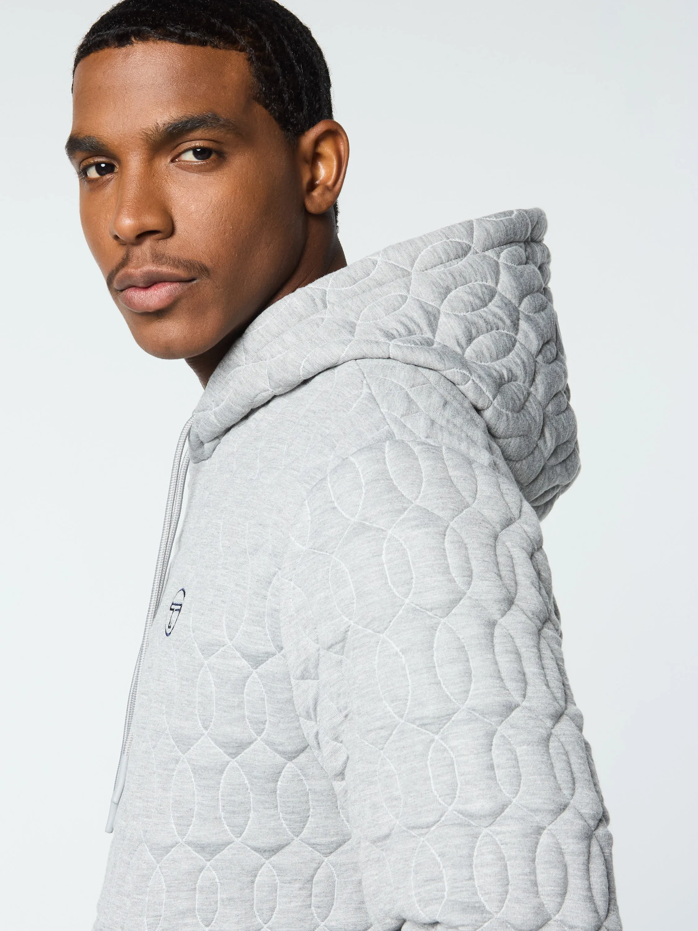 Aversa Quilted Hoodie- Light Heather Grey