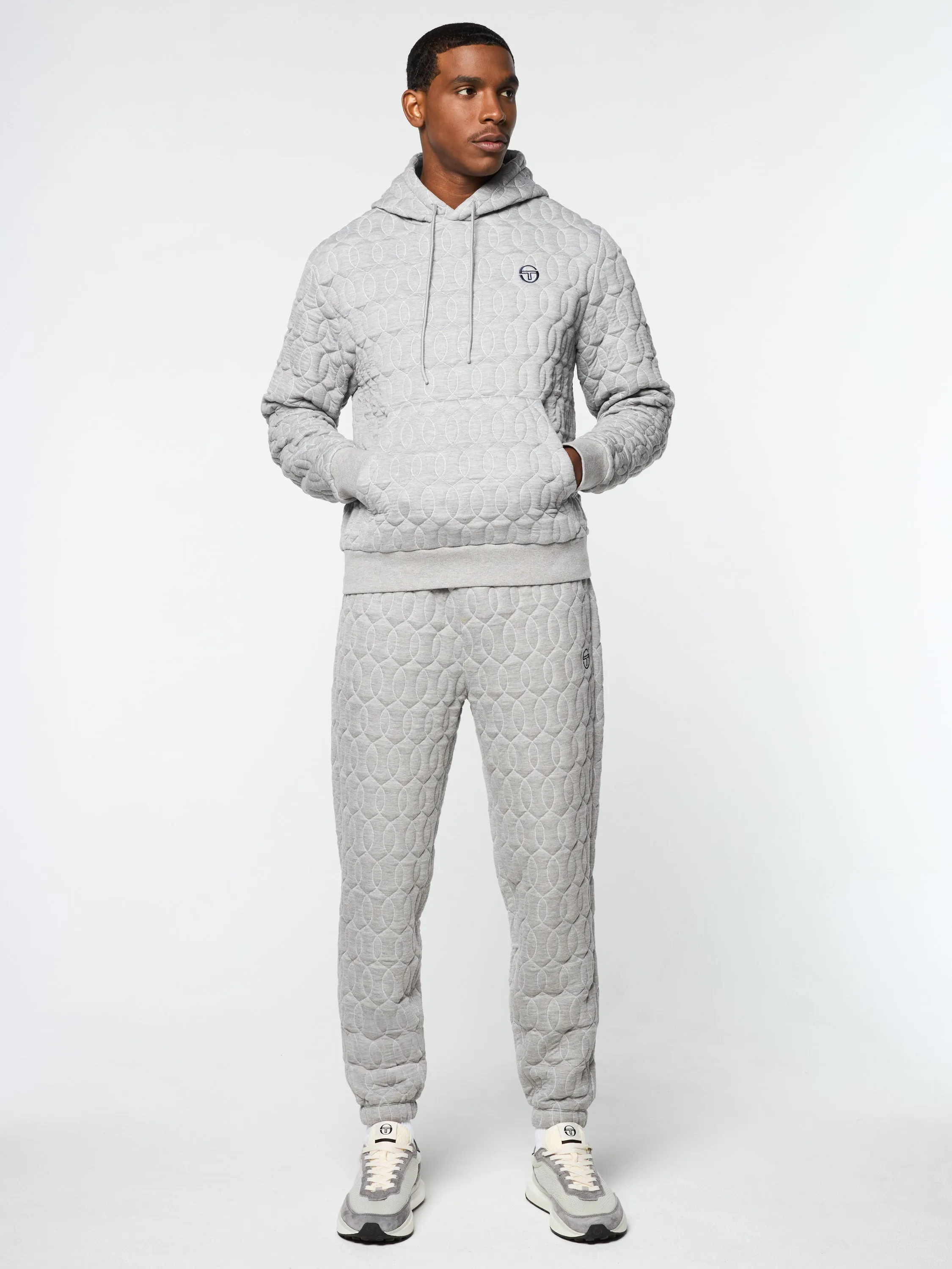 Aversa Quilted Hoodie- Light Heather Grey