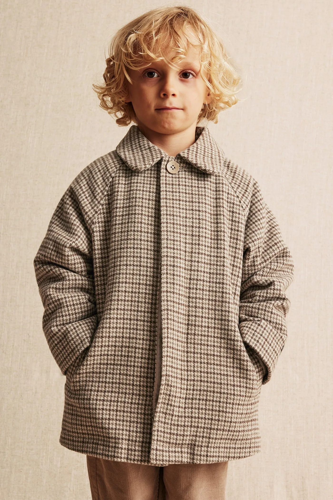 Baby & kids' houndstooth patterned car coat