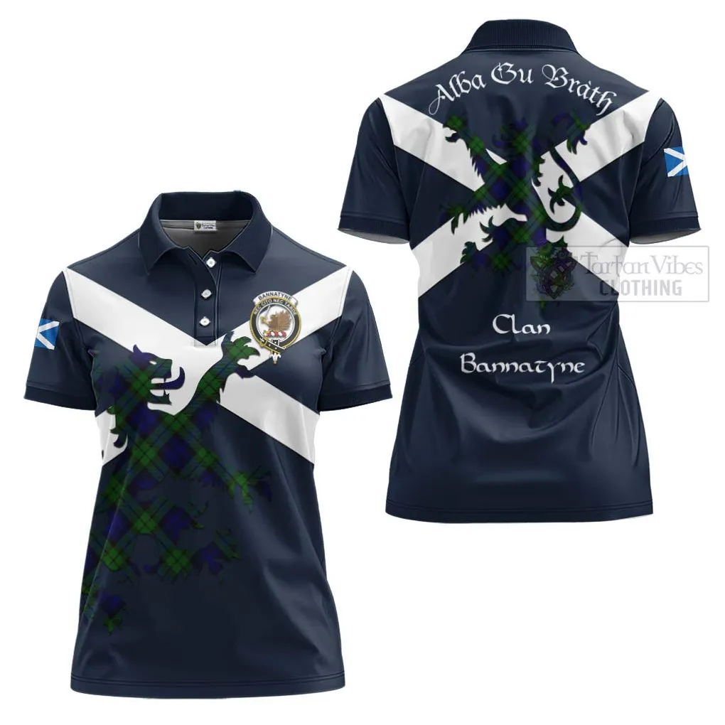 Bannatyne Tartan Lion Rampant Women's Polo Shirt Proudly Display Your Heritage with Alba Gu Brath and Clan Name