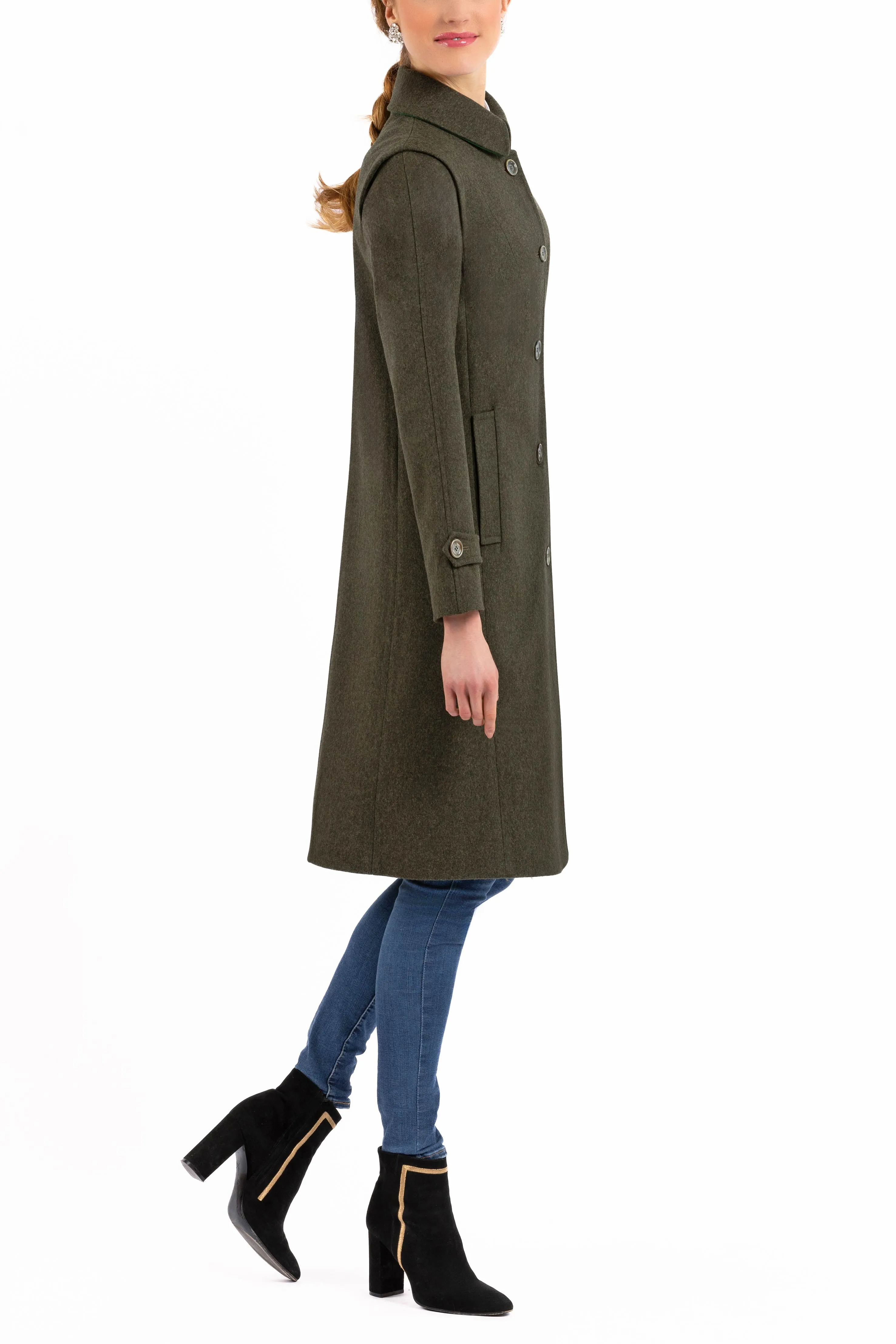 Bavarian Loden Coat from sage-green Merino-Loden