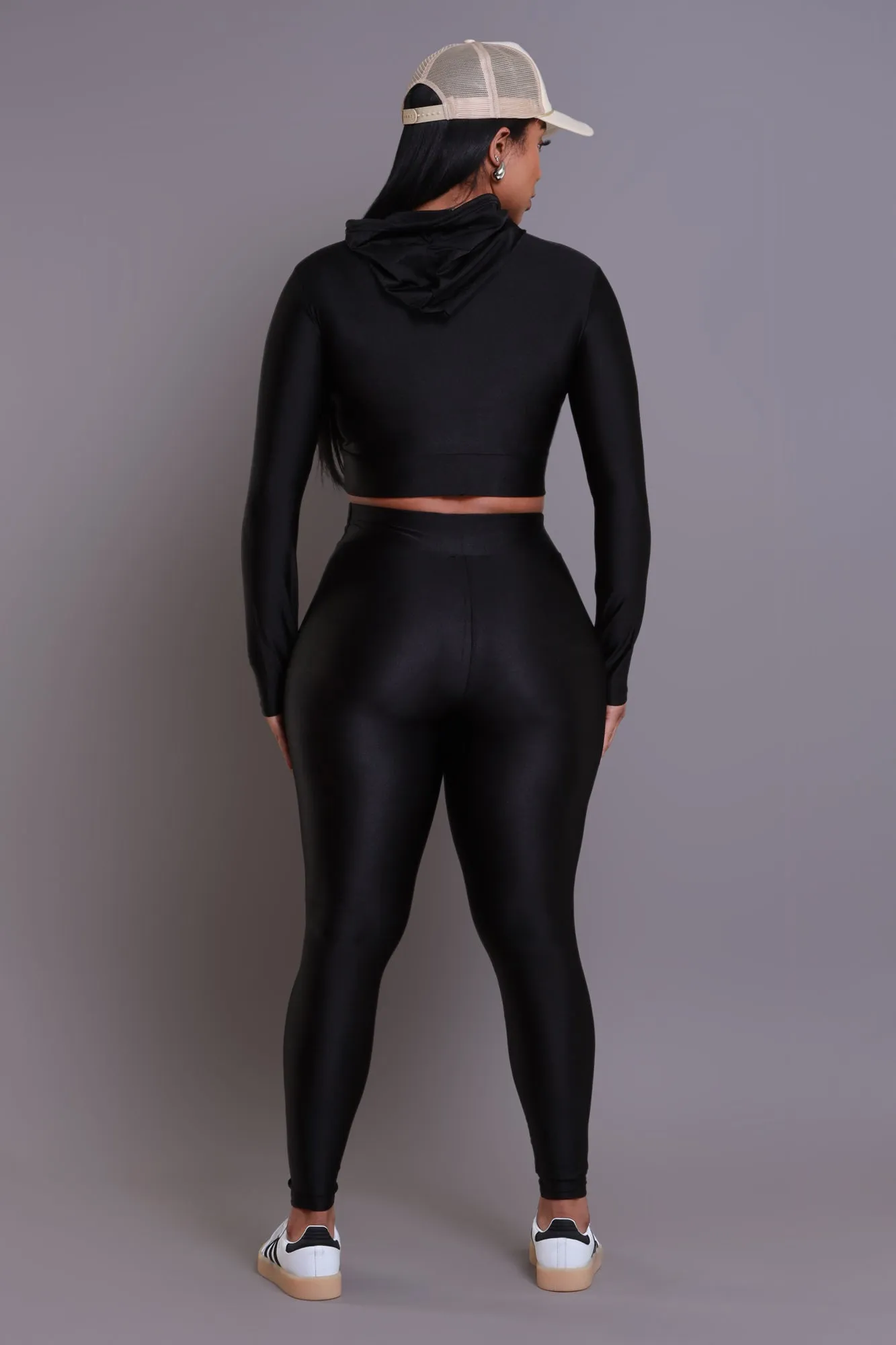 Big Ego Cropped Hooded Legging Set - Black