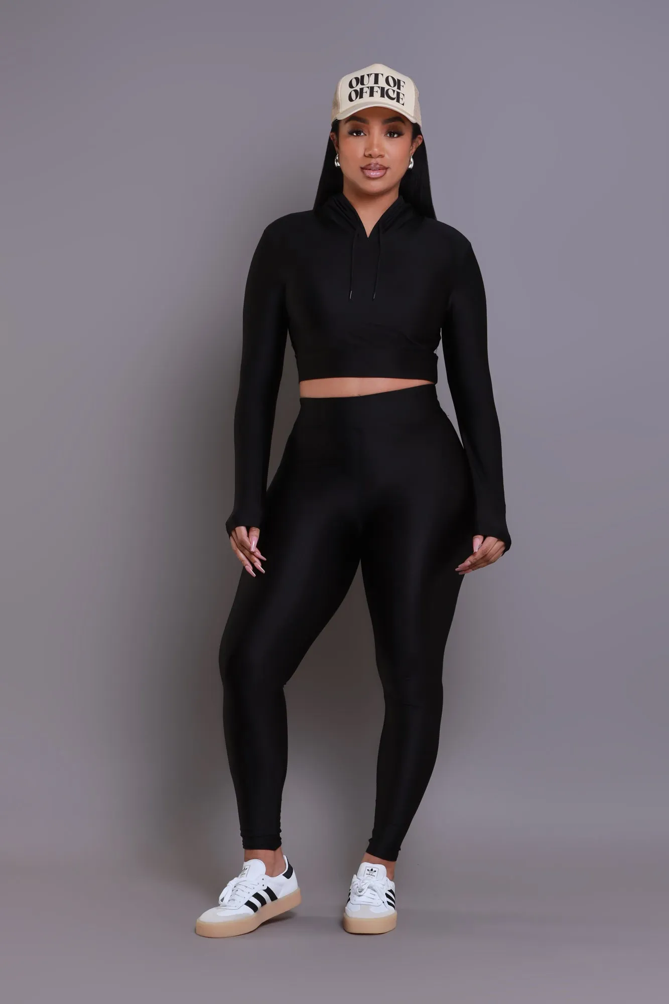 Big Ego Cropped Hooded Legging Set - Black