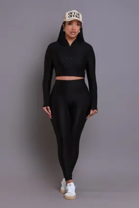 Big Ego Cropped Hooded Legging Set - Black