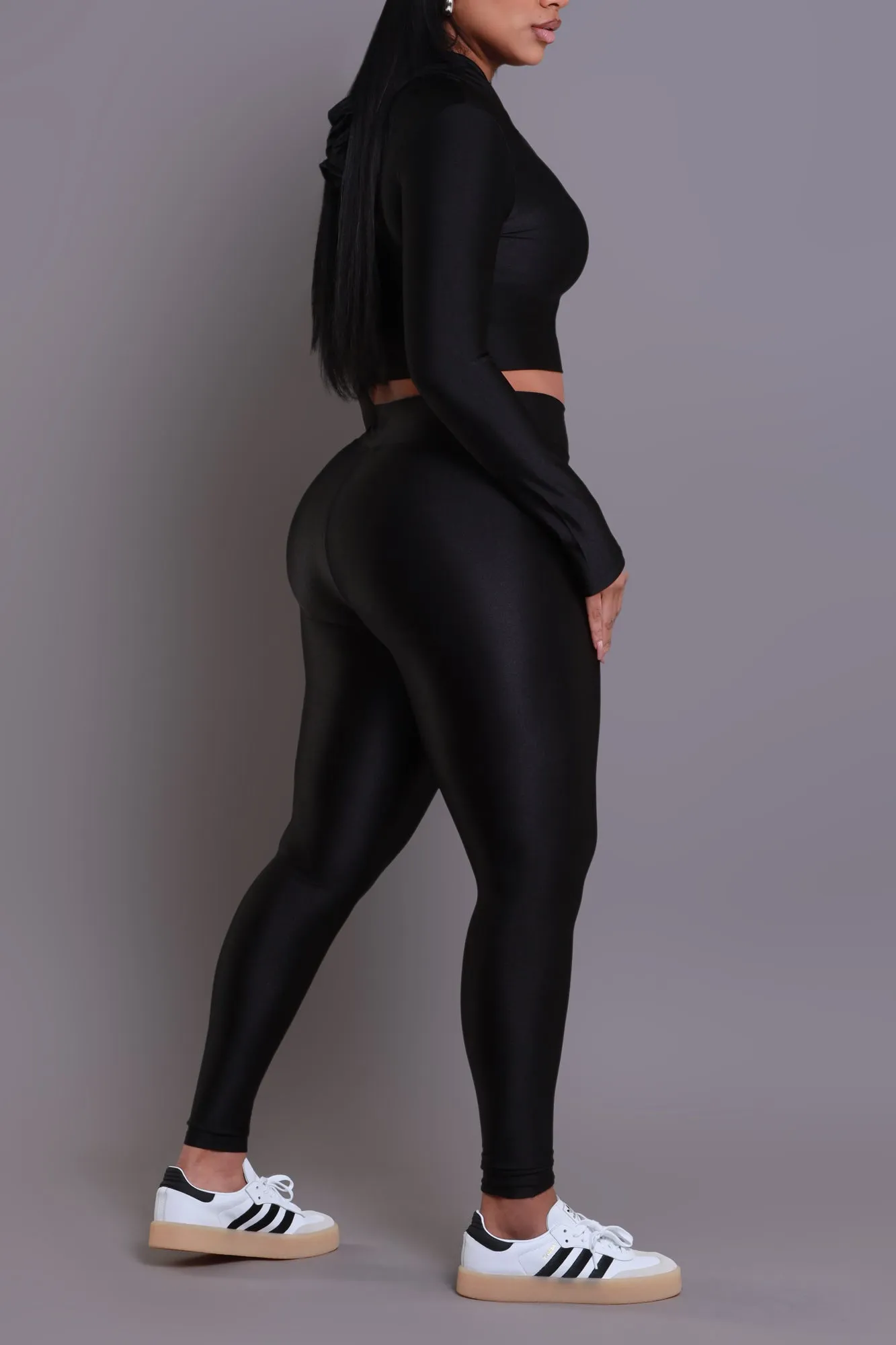 Big Ego Cropped Hooded Legging Set - Black