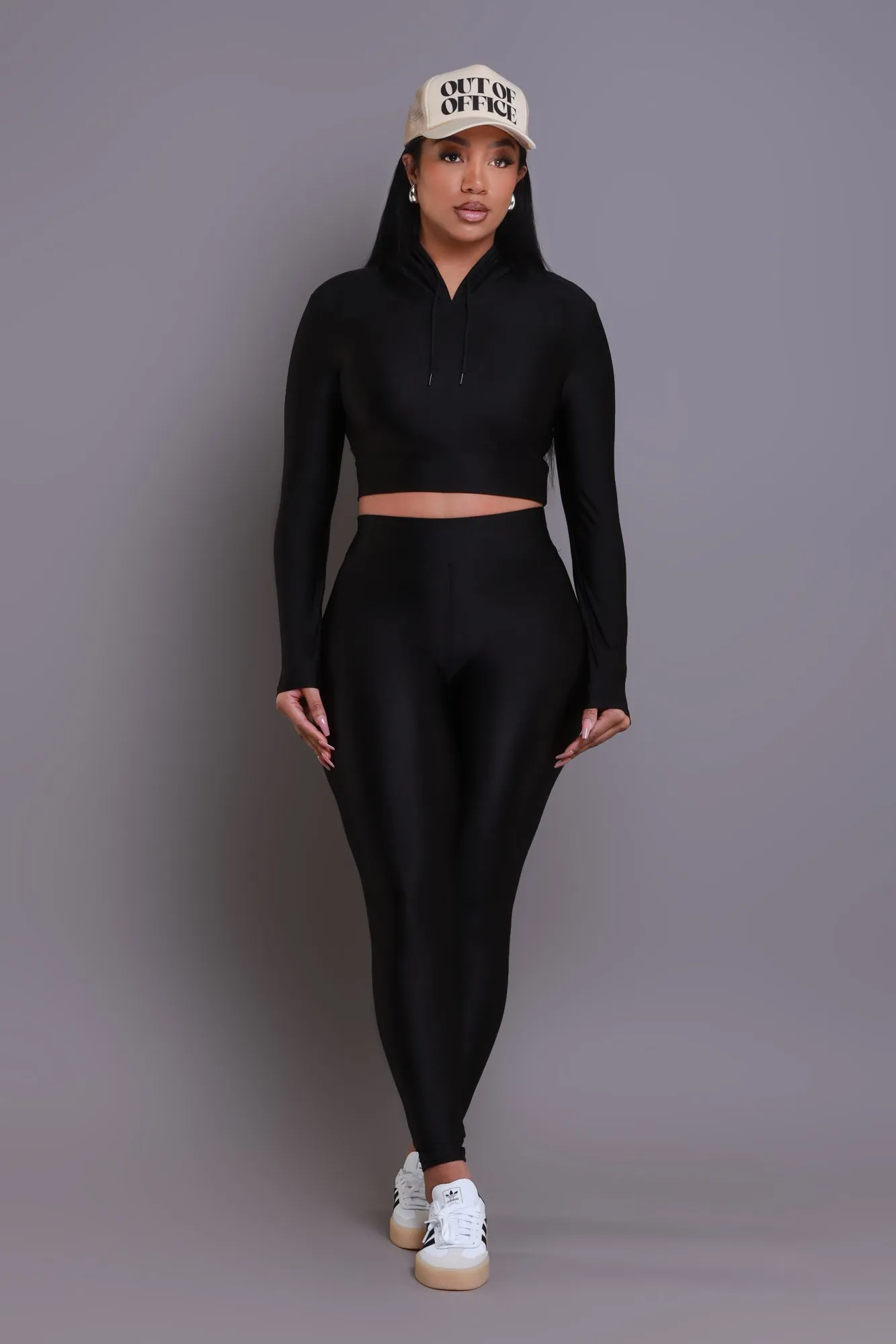 Big Ego Cropped Hooded Legging Set - Black