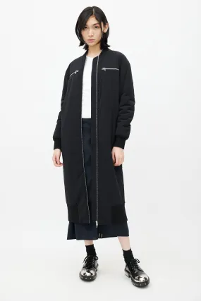 Black Nylon Bomber Coat