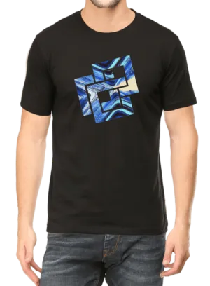 Blue & Black Geometric Design Men's T Shirt D03