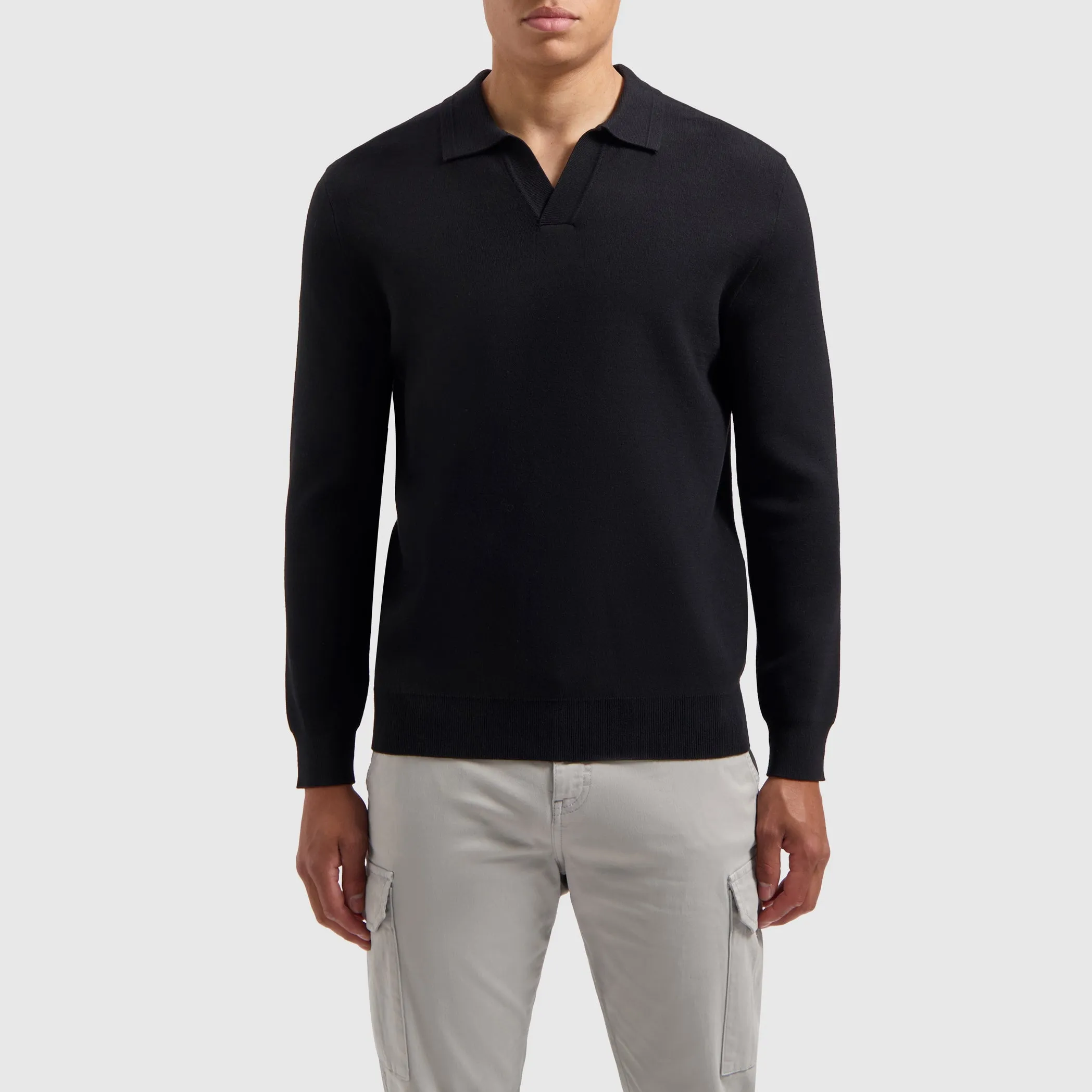 Buttonless Polo Knitwear | Black