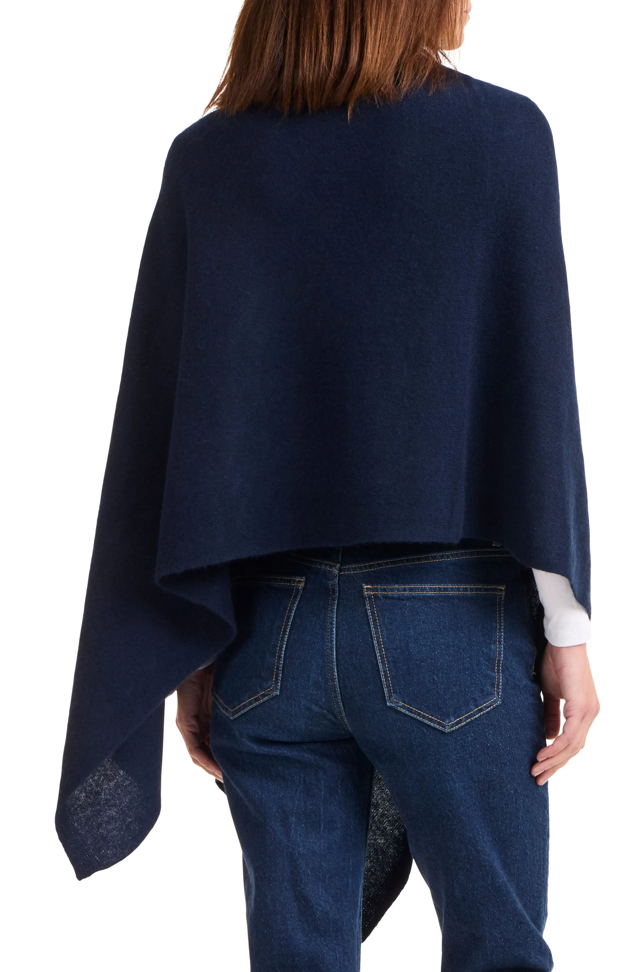 Cashmere Button Shoulder Poncho-Wrap