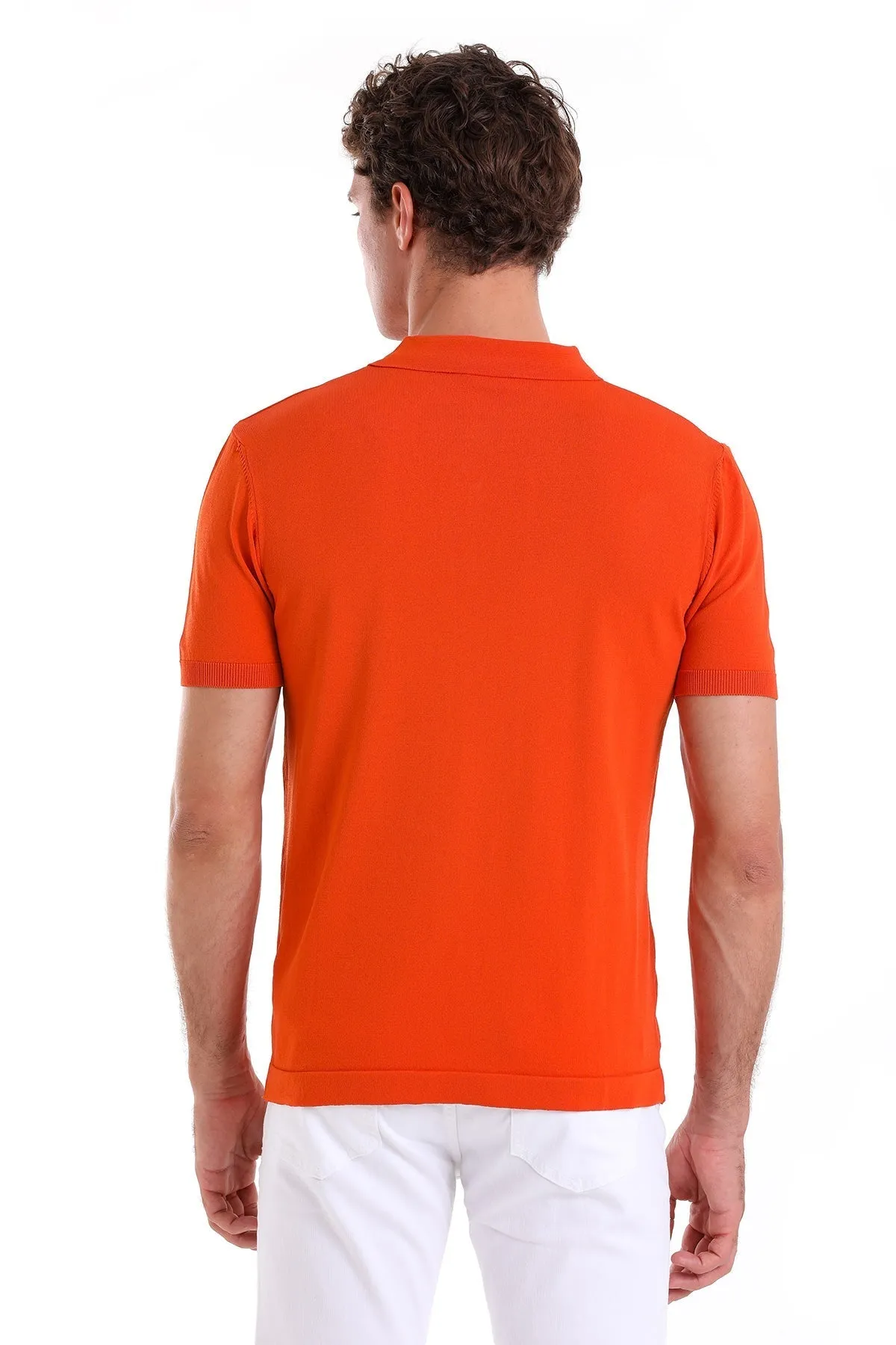 Comfort Fit Basic Orange Polo T-Shirt