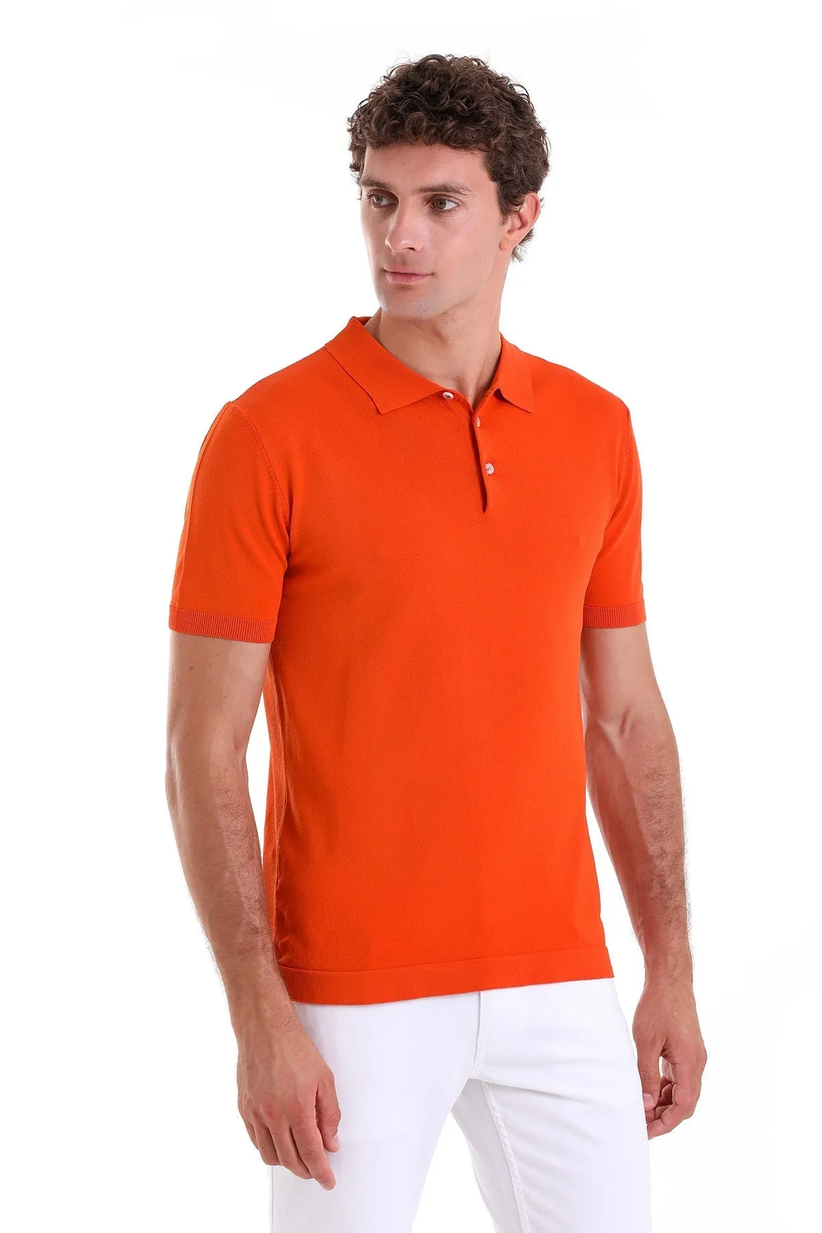 Comfort Fit Basic Orange Polo T-Shirt