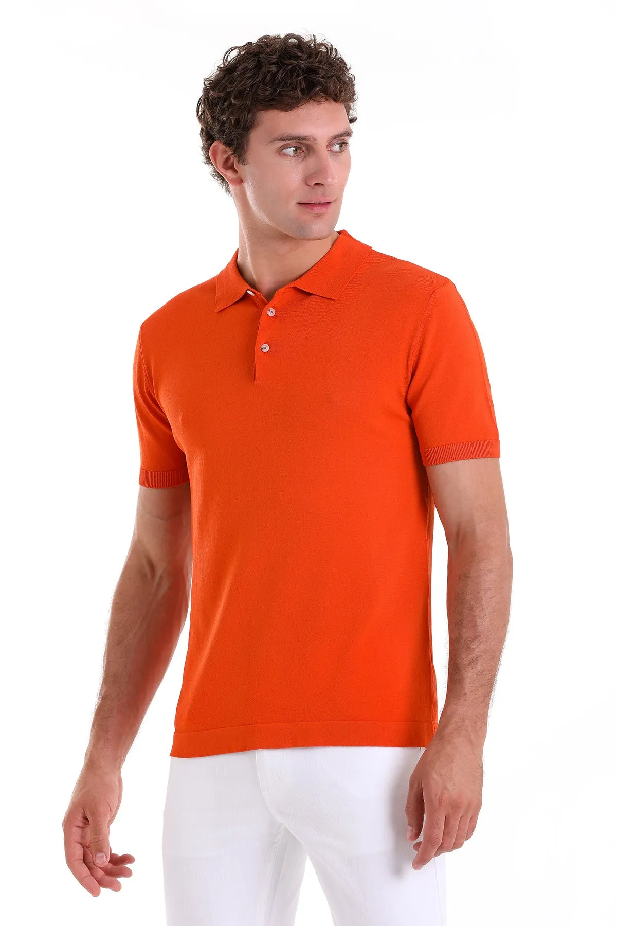 Comfort Fit Basic Orange Polo T-Shirt