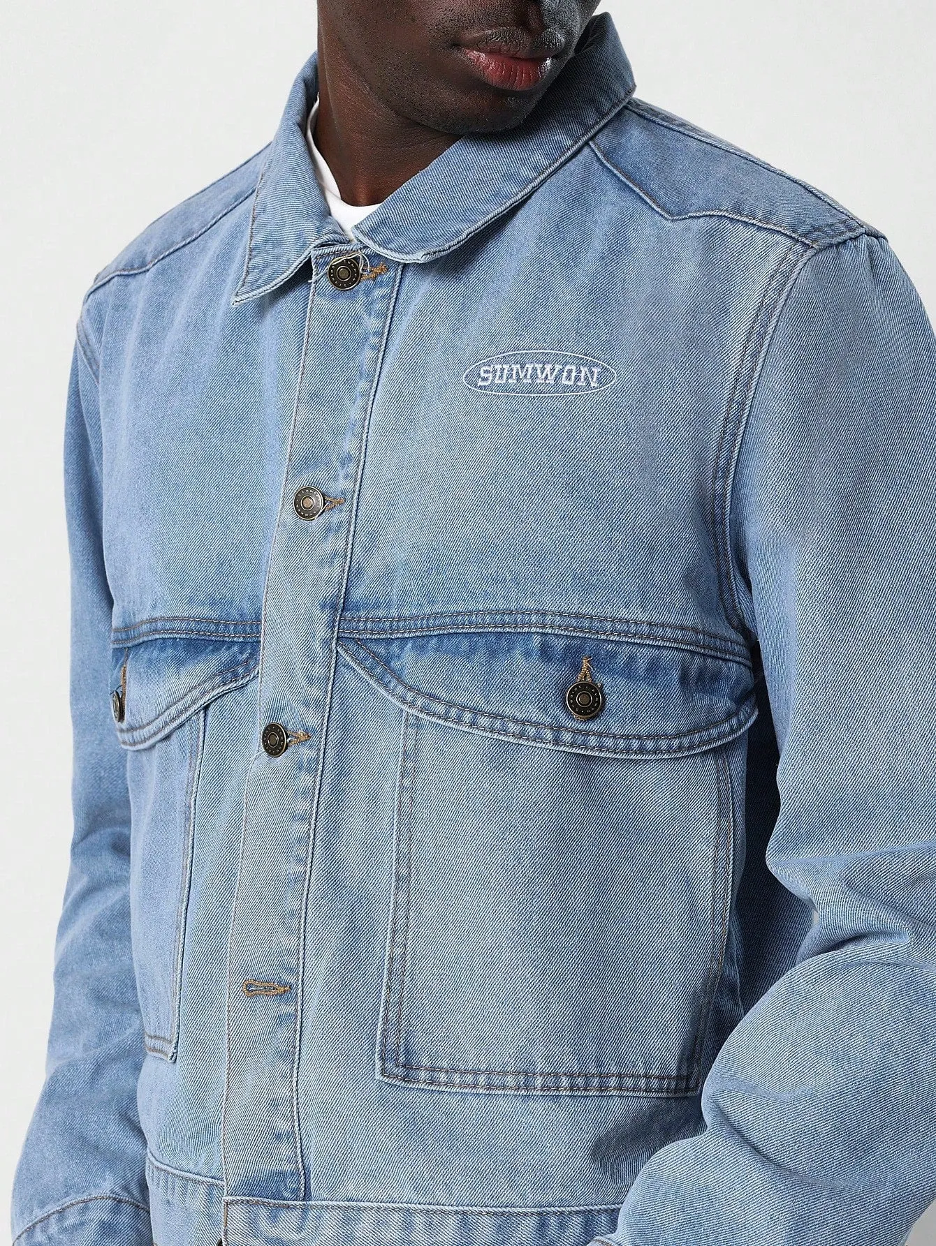 Cropped Washed Western Denim Jacket