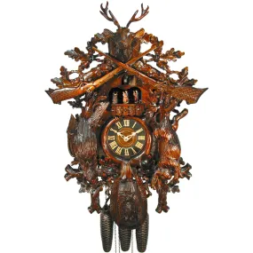 Cuckoo Clock - 8-Day Hunter Style with Animal Carvings - August Schwer