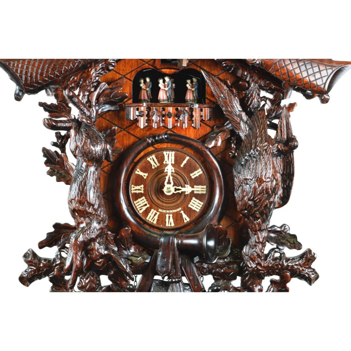 Cuckoo Clock - 8-Day Hunter Style with Animal Carvings - August Schwer