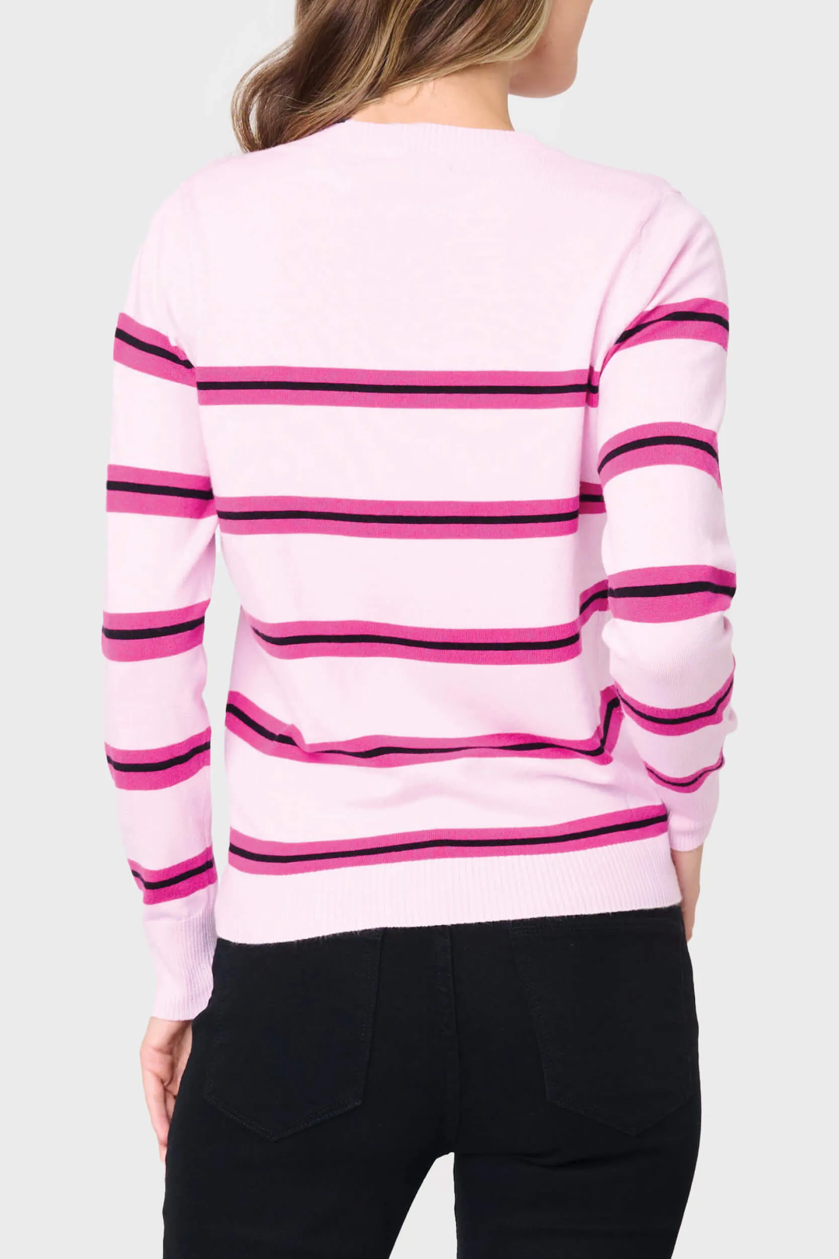 Cupid Striped Long Sleeve Crew Neck Sweater