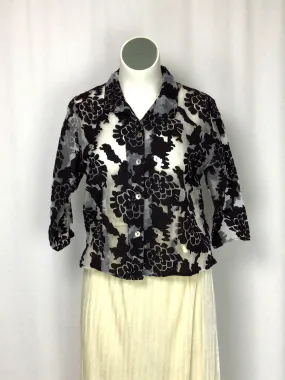 Cut Loose Size XL White & Plum Etched Floral Shirt