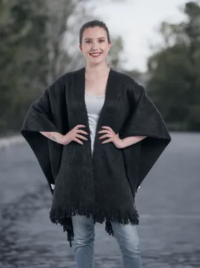 Dark Gray Alpaca Ruana Open Poncho