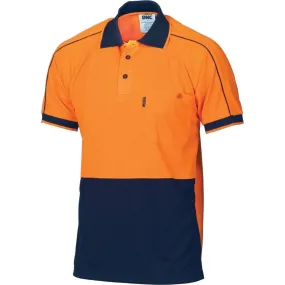 Dnc Workwear Hi-vis Cool-breathe Double Piping Short Sleeve Polo - 3753